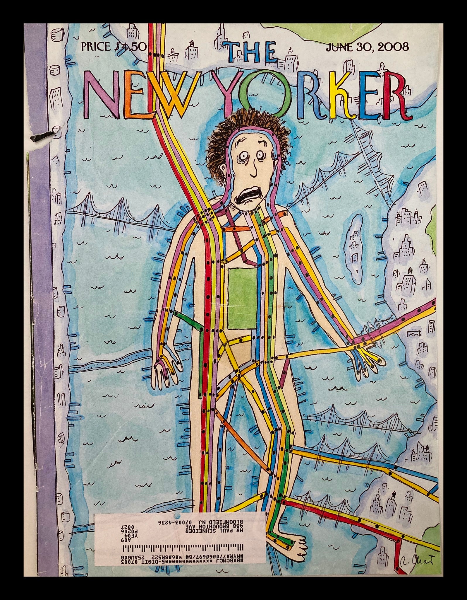 COVER ONLY The New Yorker June 30 2008 Theme Cover Subway Man by Roz Chast