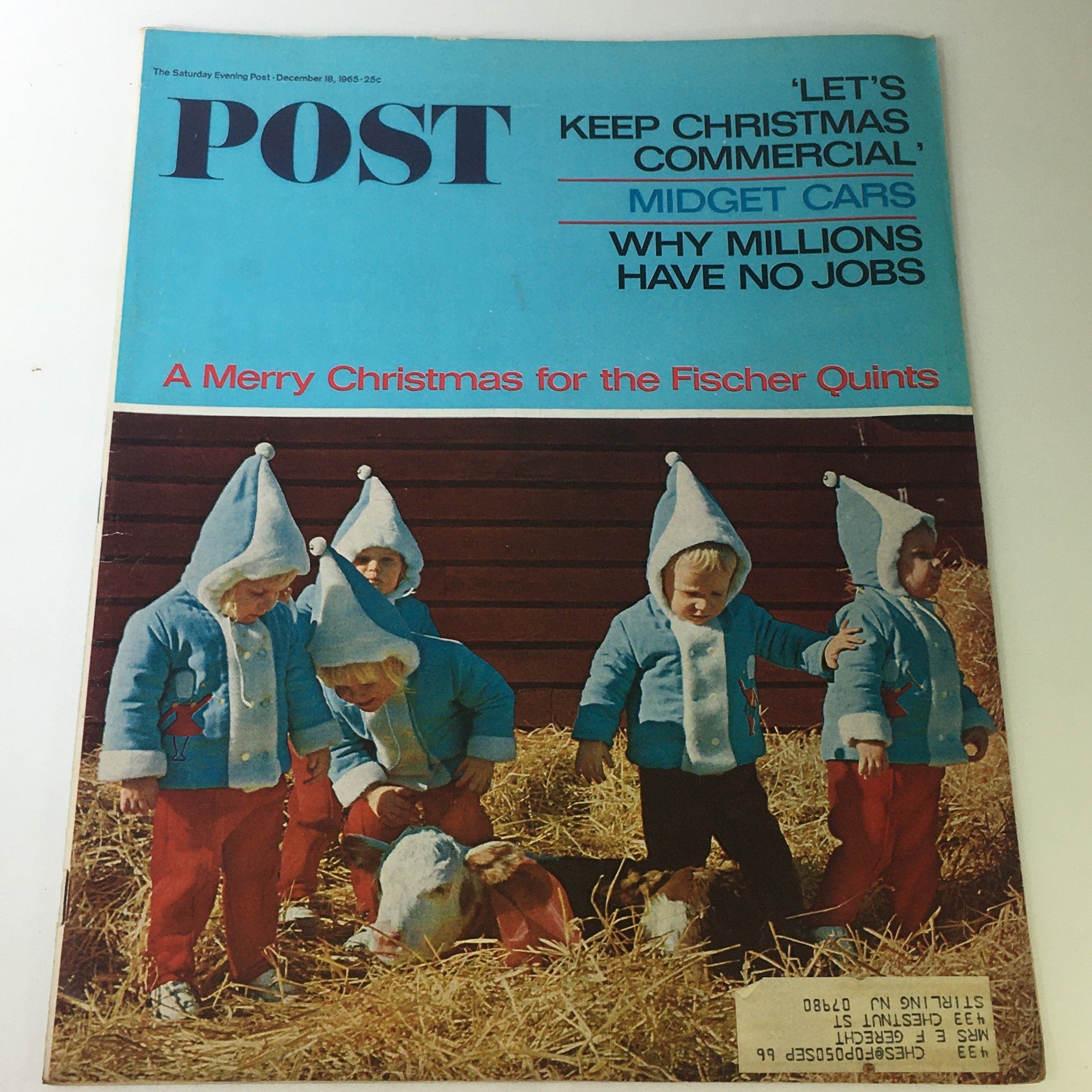 VTG The Saturday Evening Post December 18 1965 - Fischer Quints Merry Christmas