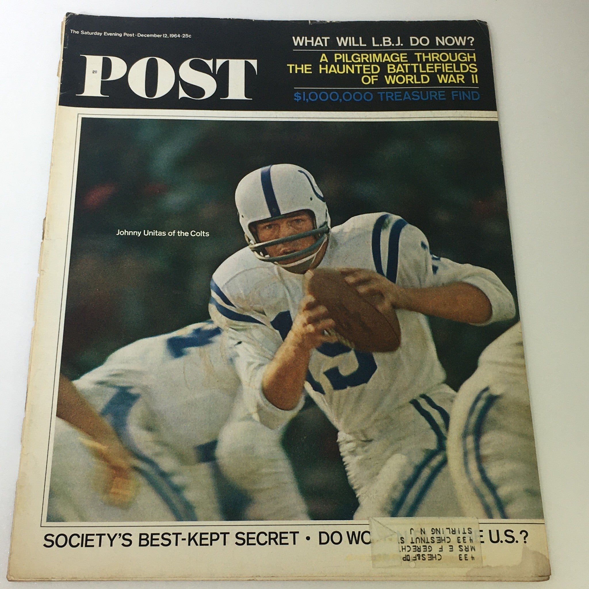 VTG The Saturday Evening Post December 12 1964 - Johnny Unitas of the Colts