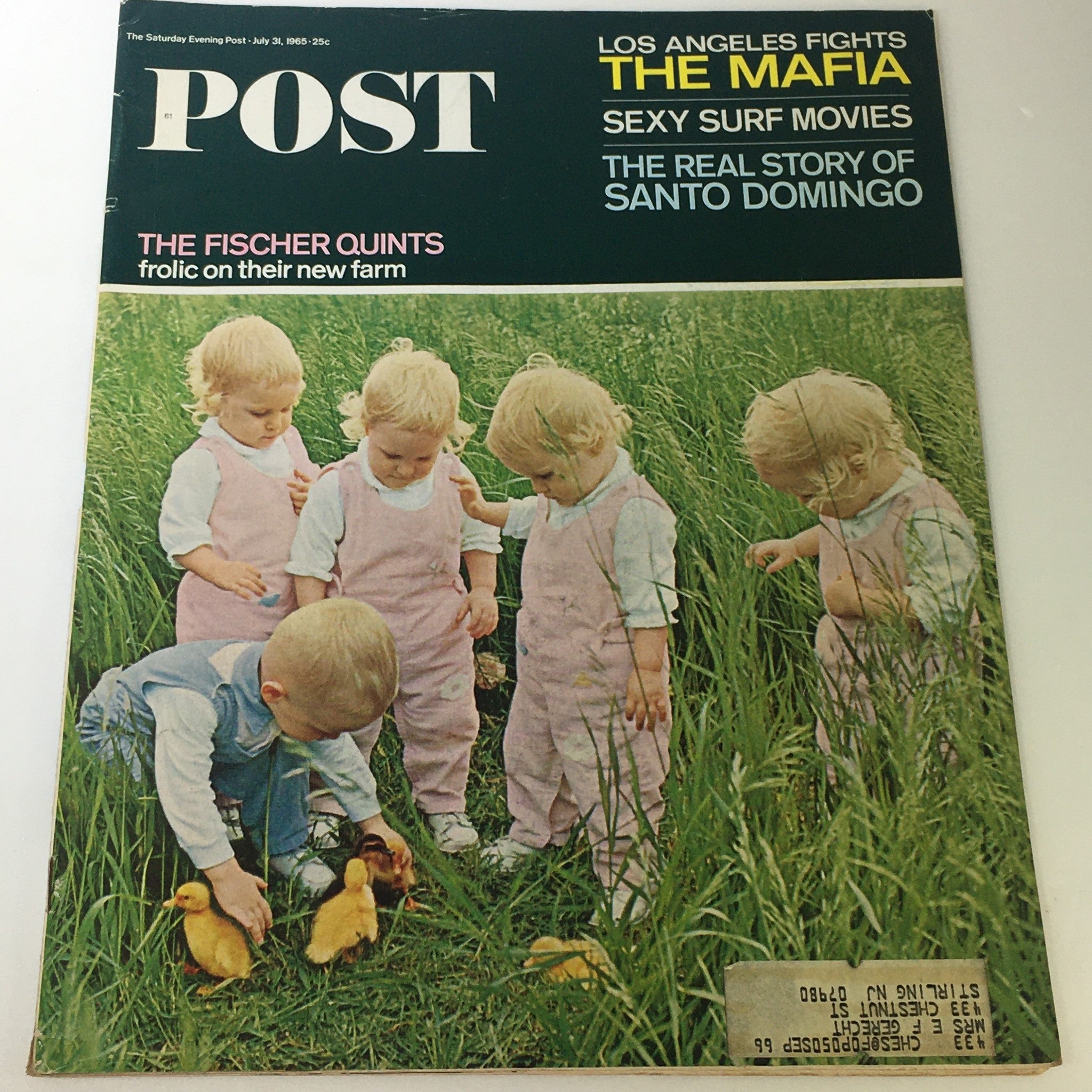 VTG The Saturday Evening Post July 31 1965 - The Fischer Quintuplets On Farm