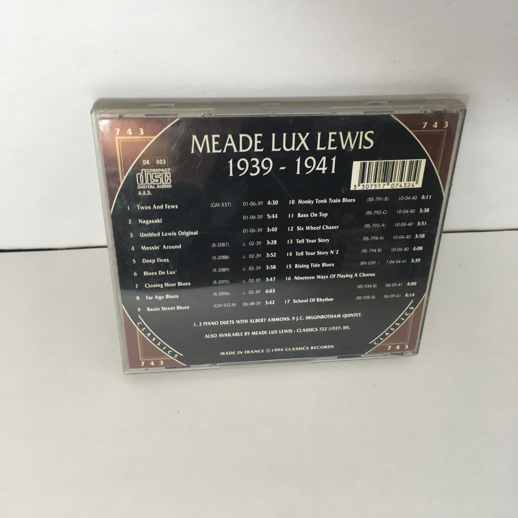 1939-1941 ~ Meade Lux Lewis Audio CD