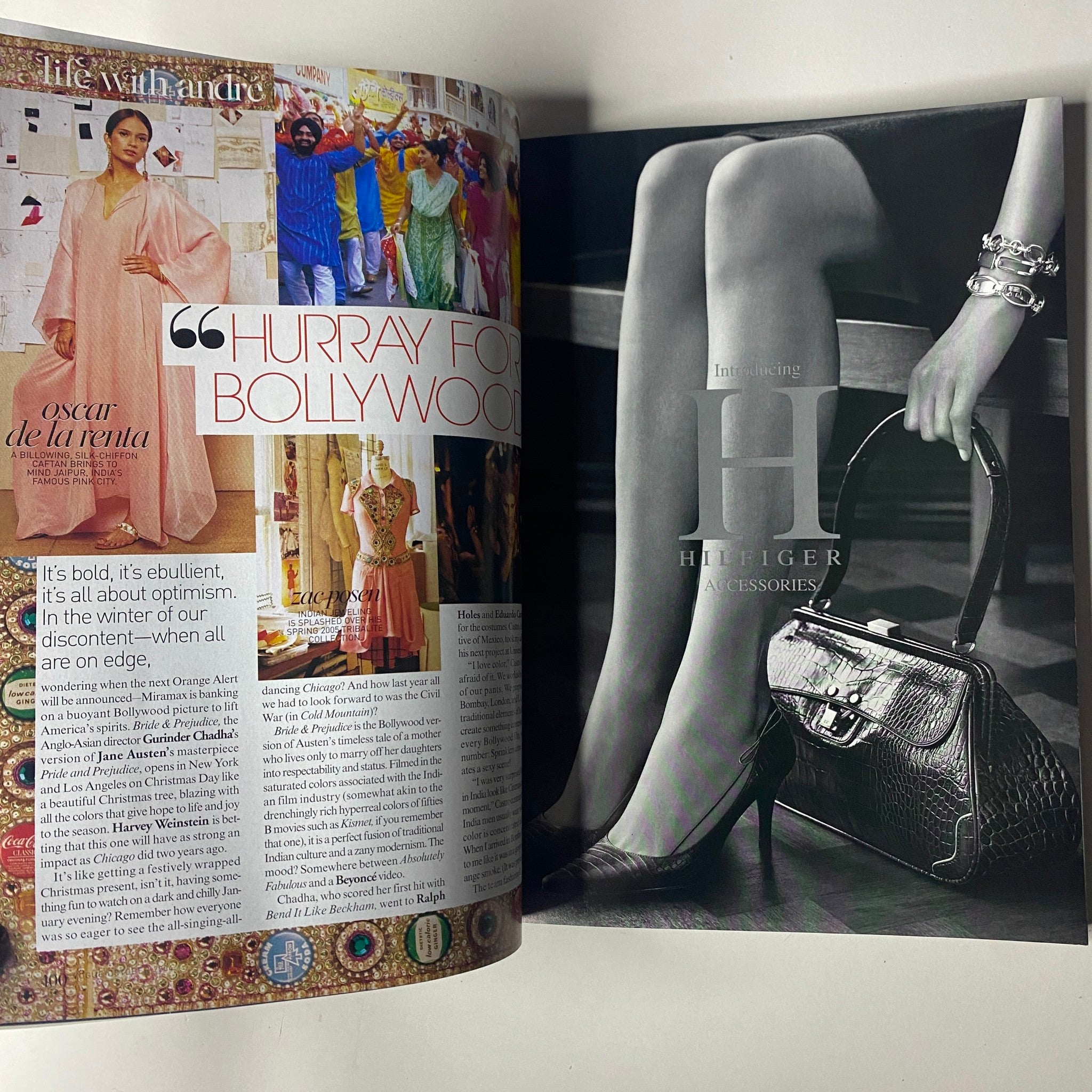 Tommy Hilfiger accessories advertisement from Vogue Magazine October 2004, featuring elegant women's fashion with a focus on accessories.