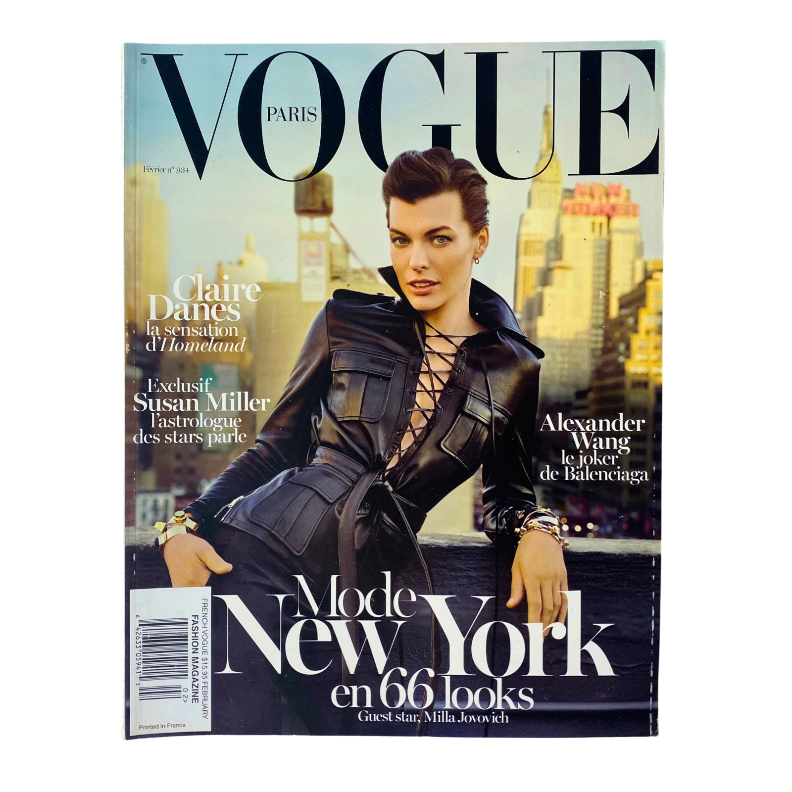Vogue Paris Magazine February 2013 No. 934 featuring Milla Jovovich on the cover, showcasing fashion and style.