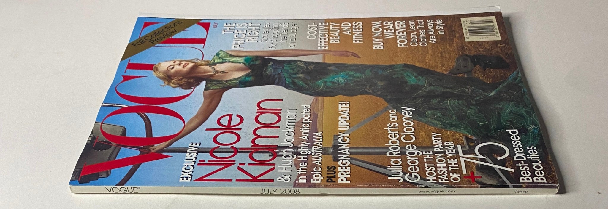 Another view of Vogue Magazine July 2008 with Nicole Kidman on the cover, showcasing articles related to fashion and iconic celebrity moments.