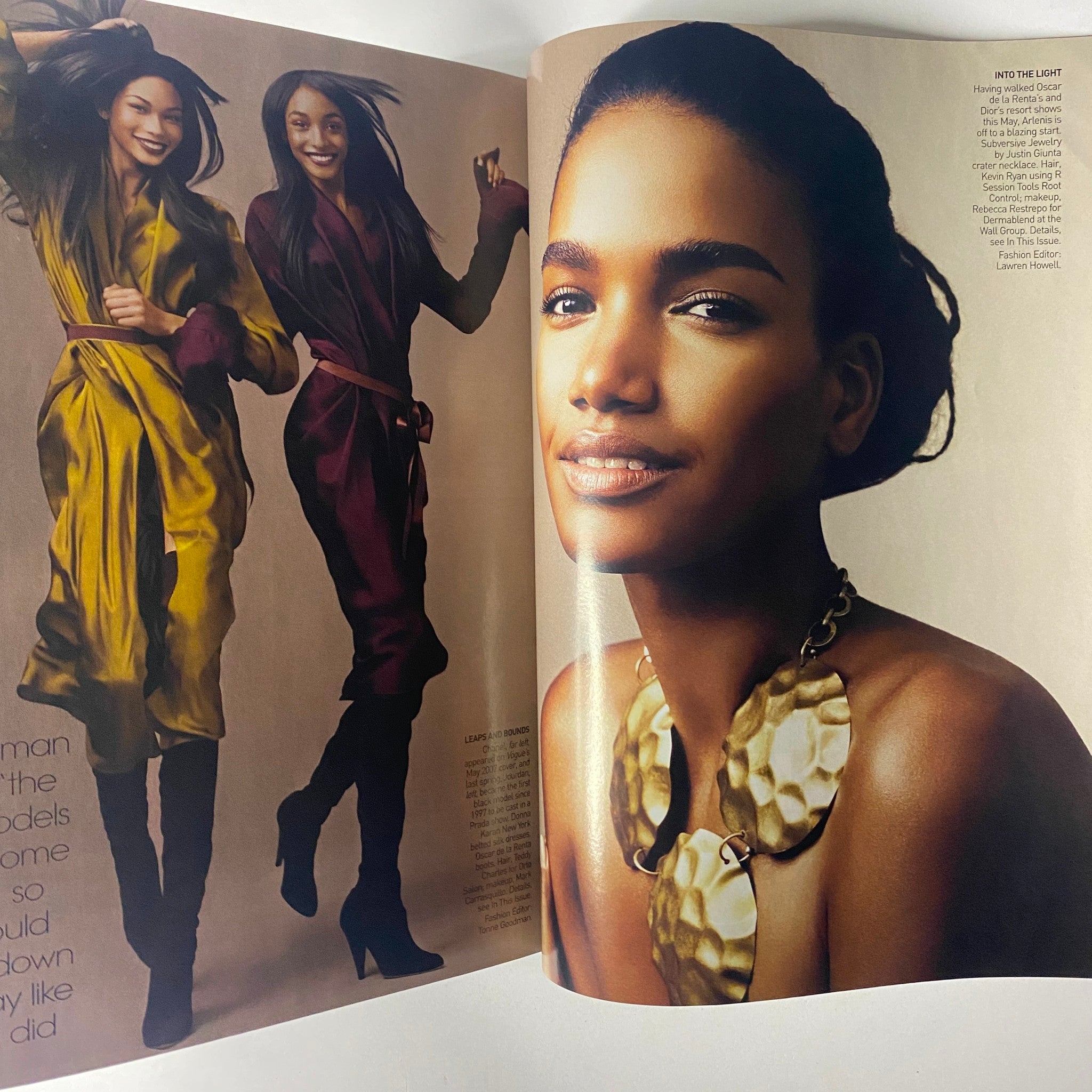 Vogue Magazine July 2008 showcasing models in vibrant fashion poses and a radiant portrait highlighting their beauty and style, inspired by the themes of the issue.