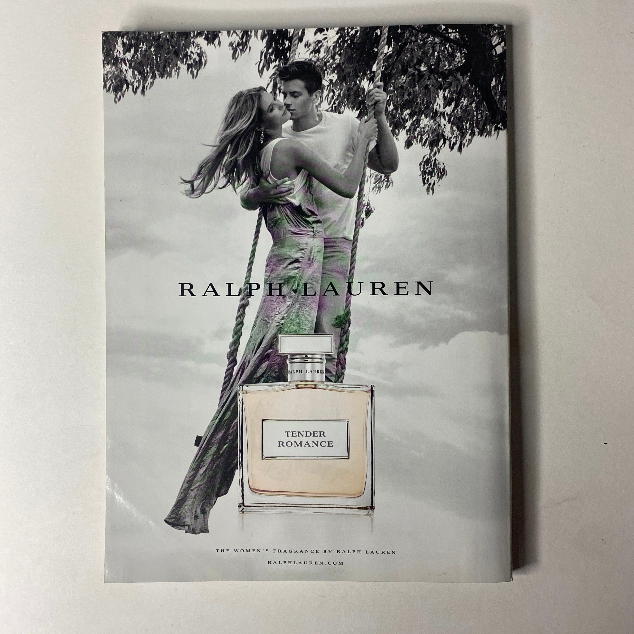 Advertisement page from Vogue Magazine November 2016 for Ralph Lauren's Tender Romance fragrance, included in the issue with Emma Stone's cover.