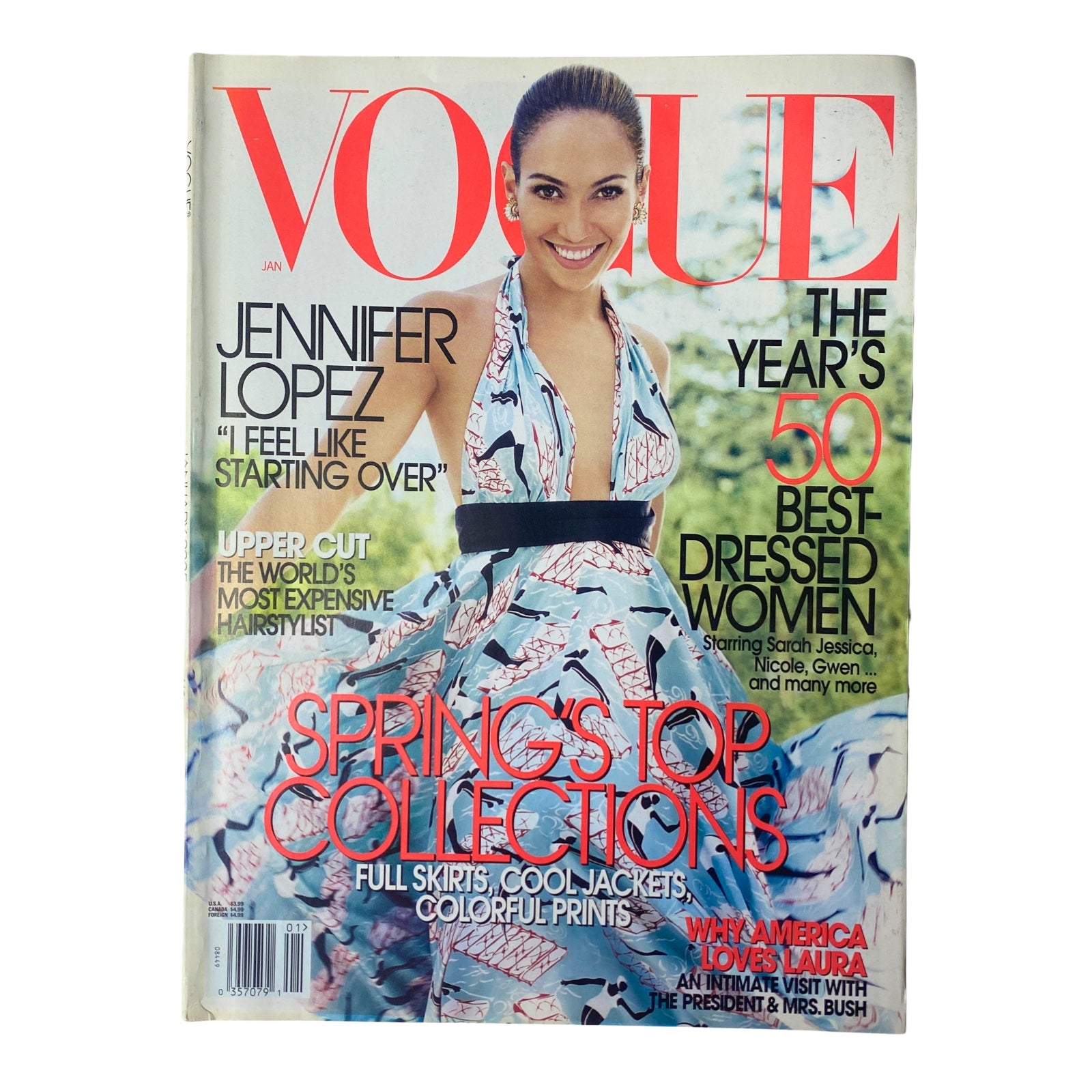 Vogue Magazine January 2005 featuring Jennifer Lopez on the cover, highlighting Spring's top collections and the year's best-dressed women.