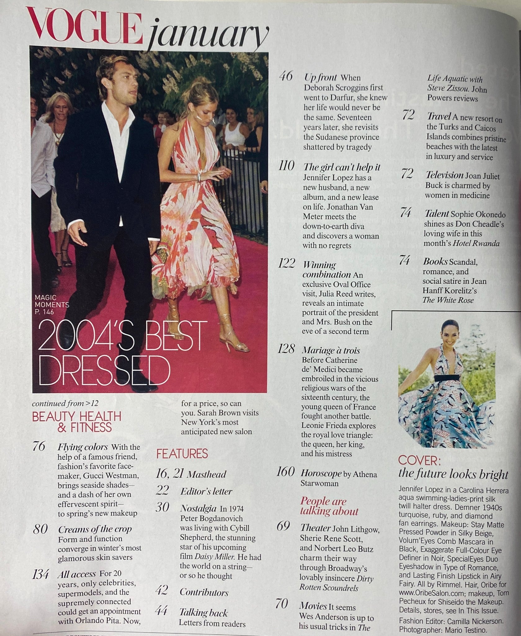 Vogue Magazine January 2005 featuring a fashion spread with '2004's Best Dressed' highlighted, showcasing trends in beauty, health, and fitness.