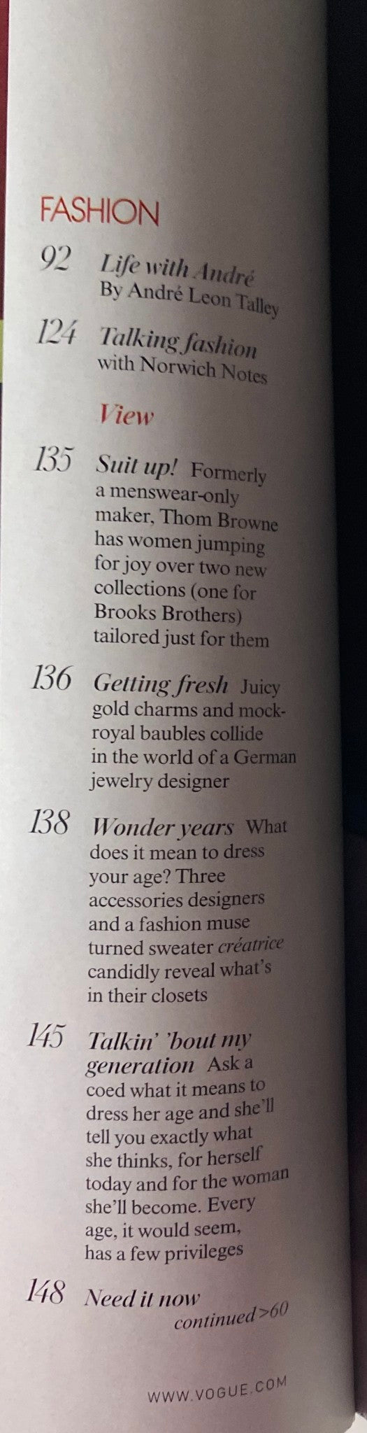 Fashion section page from Vogue Magazine August 2007, featuring text about style insights and trends, reflecting the magazine's in-depth exploration of contemporary fashion.