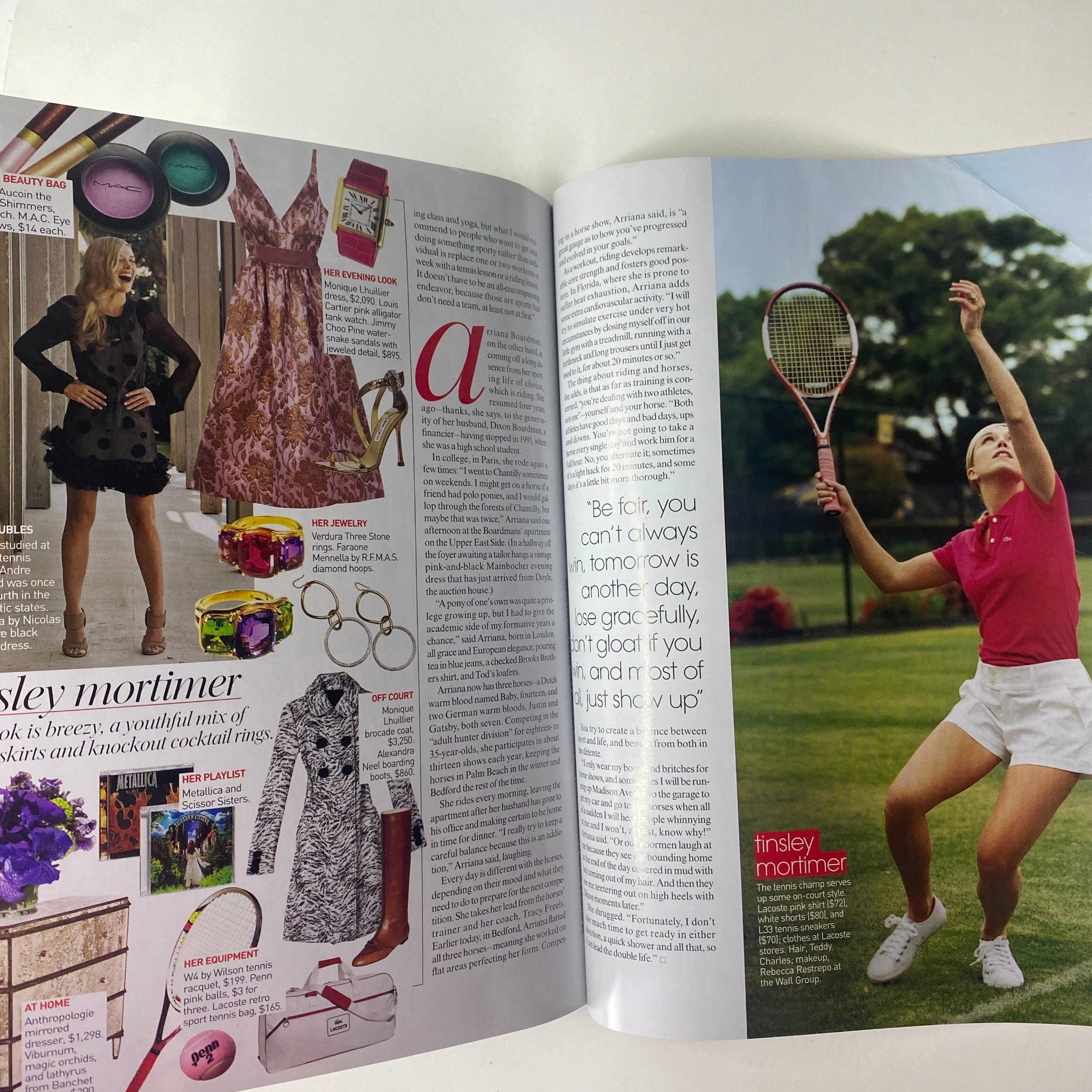 Fashion feature in Vogue Magazine July 2006 showcasing Tinsley Mortimer with a stylish dress and spotlighting sports chic.