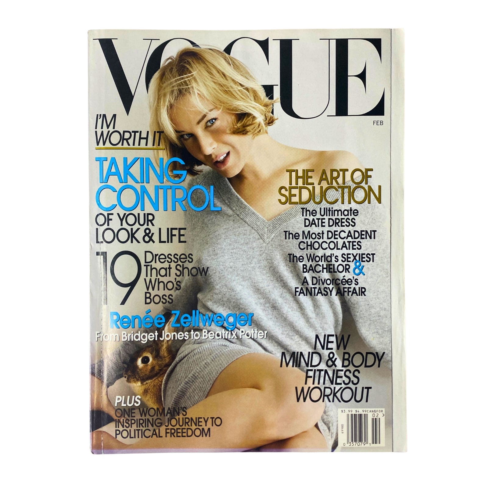 Cover of Vogue Magazine February 2007 featuring Renée Zellweger, titled 'I'm Worth It', with articles on fashion and lifestyle.