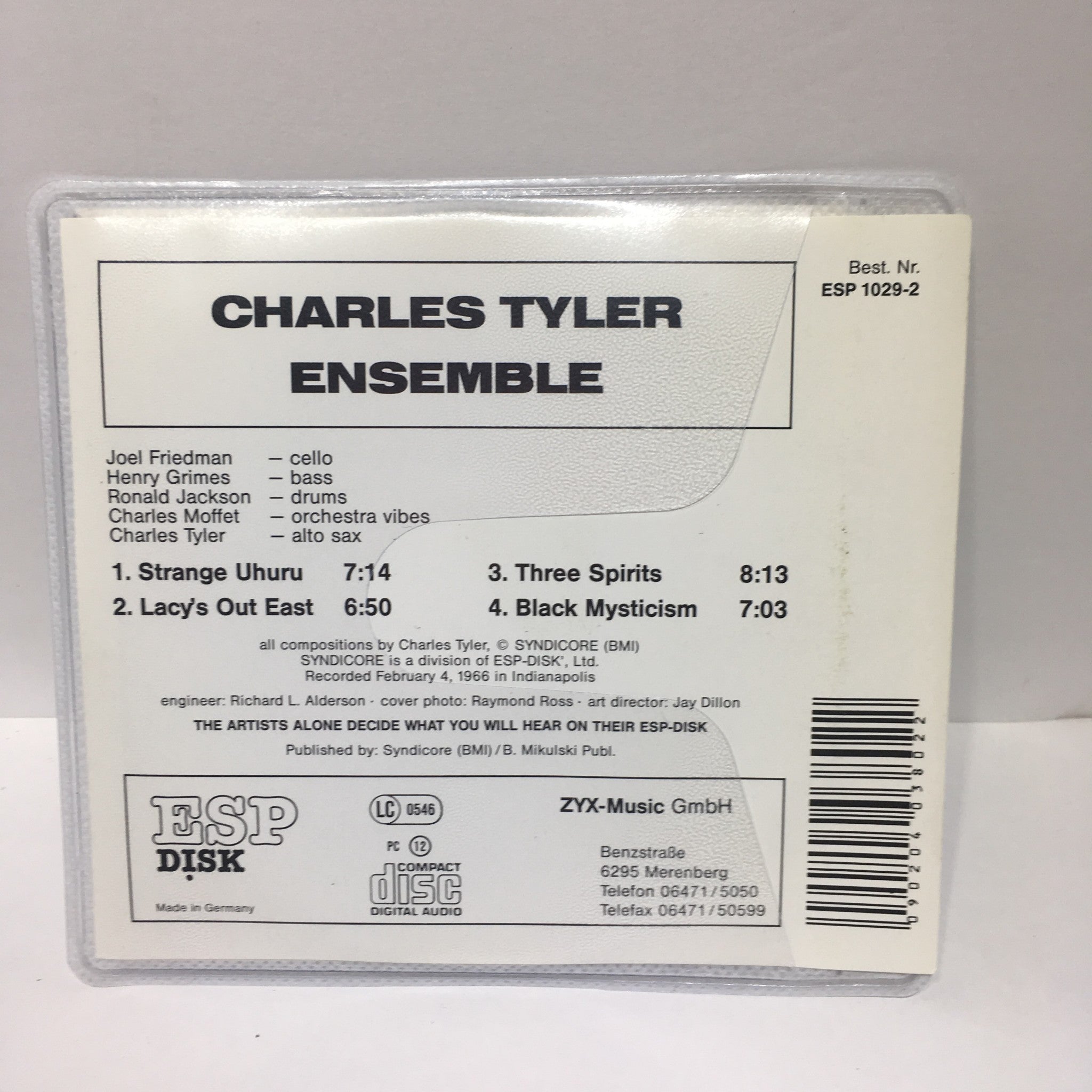 Charles Tyler Ensemble Audio CD | No Case