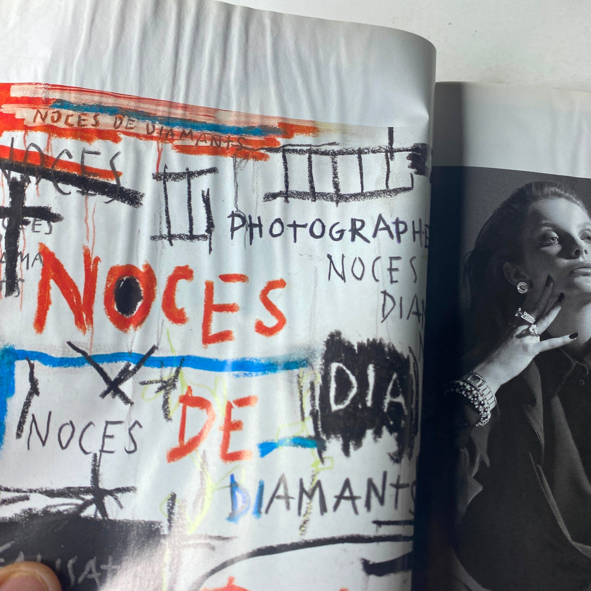 A page from Vogue Paris Magazine April 2009 displaying bold artwork with the title 'Noces de Diamants', emphasizing artistic trends within fashion and design.