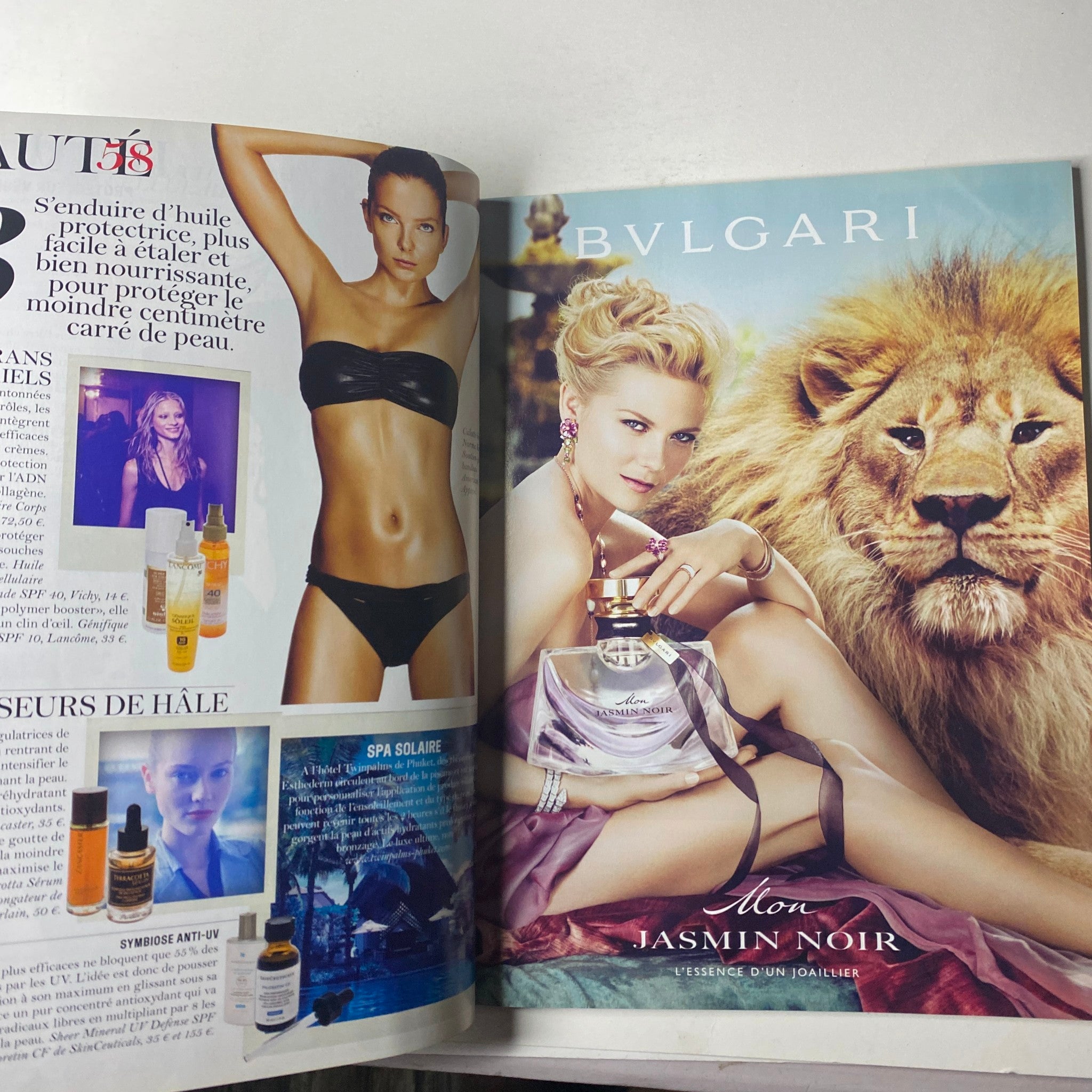 Ad page from Vogue Paris Magazine June - July 2011 No. 918 featuring Bvlgarian beauty products, emphasizing summer skincare.