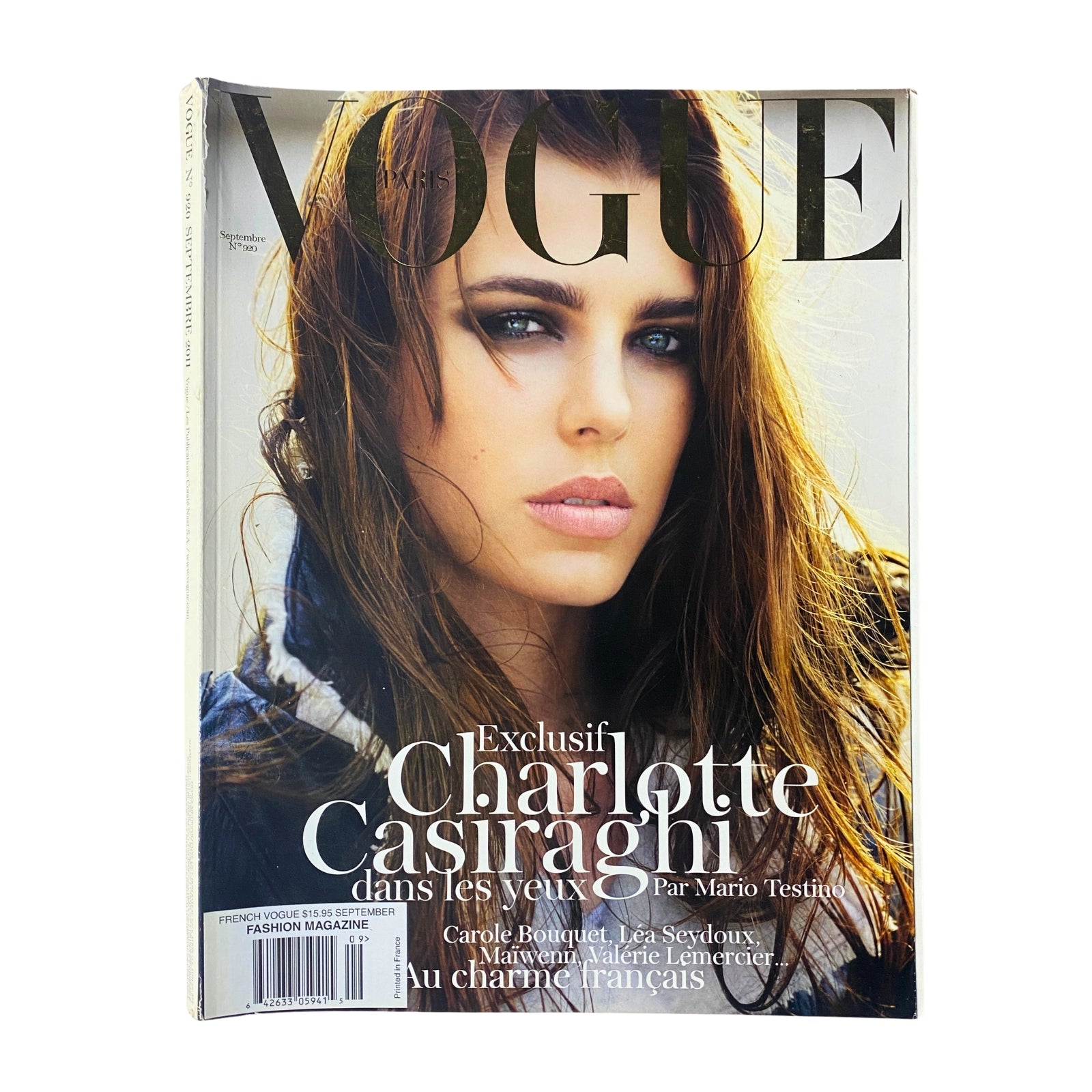 Cover of Vogue Paris Magazine, September 2011 No. 920 featuring Charlotte Casiraghi, showcasing her beautiful makeup and hair, with a focus on fashion photography.