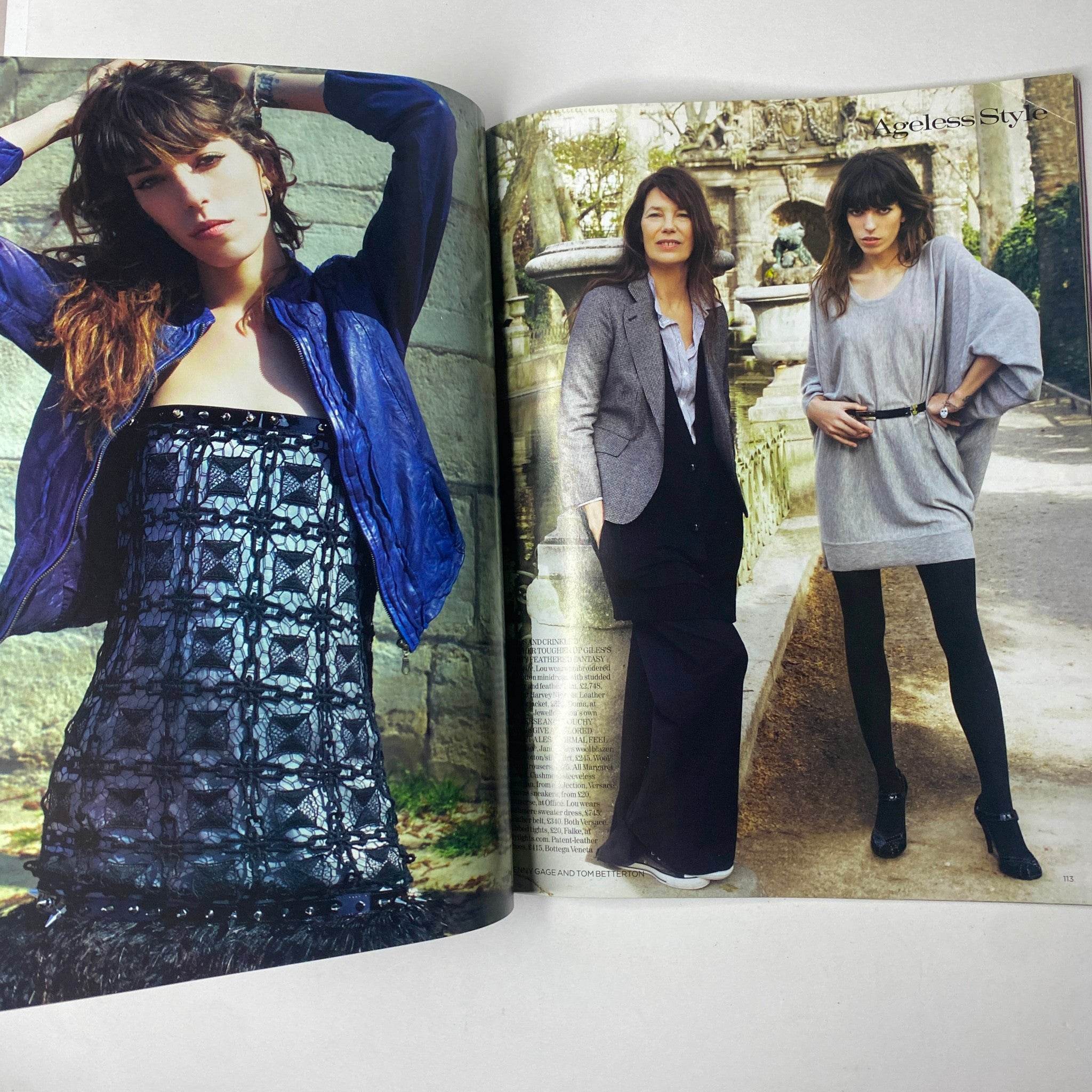 Fashion editorial page from Vogue British Magazine July 2007 showcasing stylish outfits in an urban setting, emphasizing modern fashion trends.