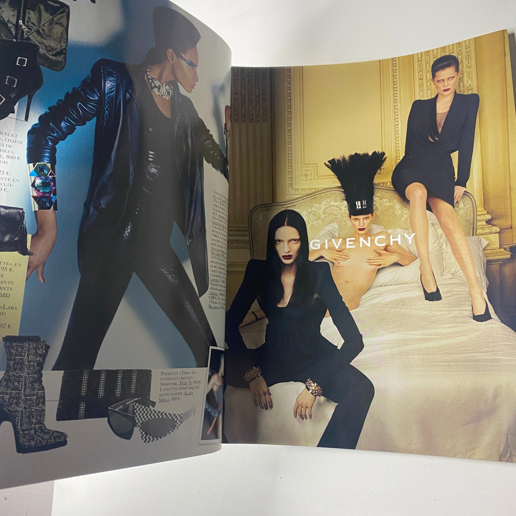Givenchy fashion spread in Vogue Paris Magazine December 2009, featuring models in elegant attire exuding high fashion and sophistication.