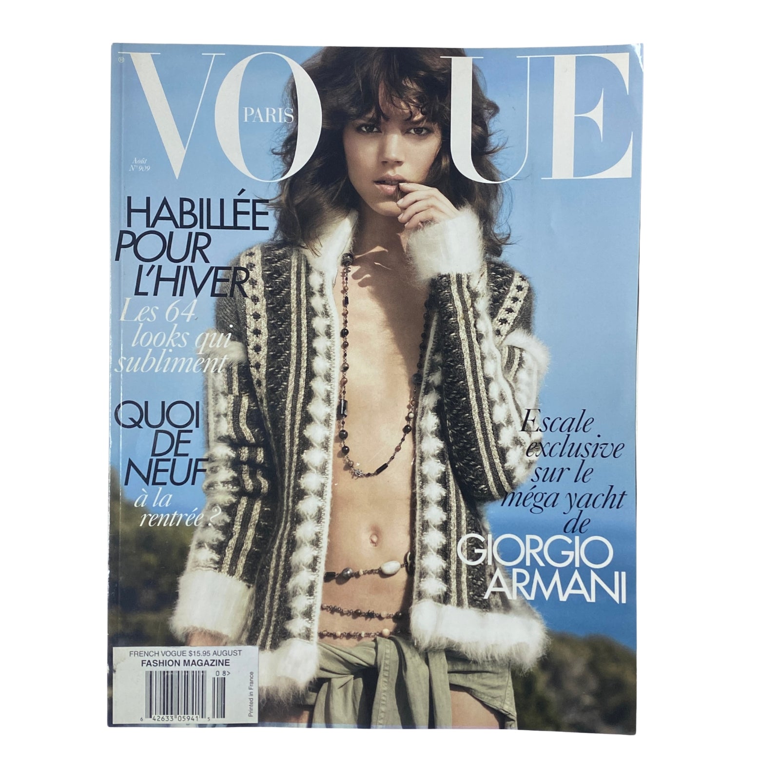 Cover of Vogue Paris Magazine August 2010 No. 909 featuring Freja Beha Erichsen, showcasing high fashion and editorial style.