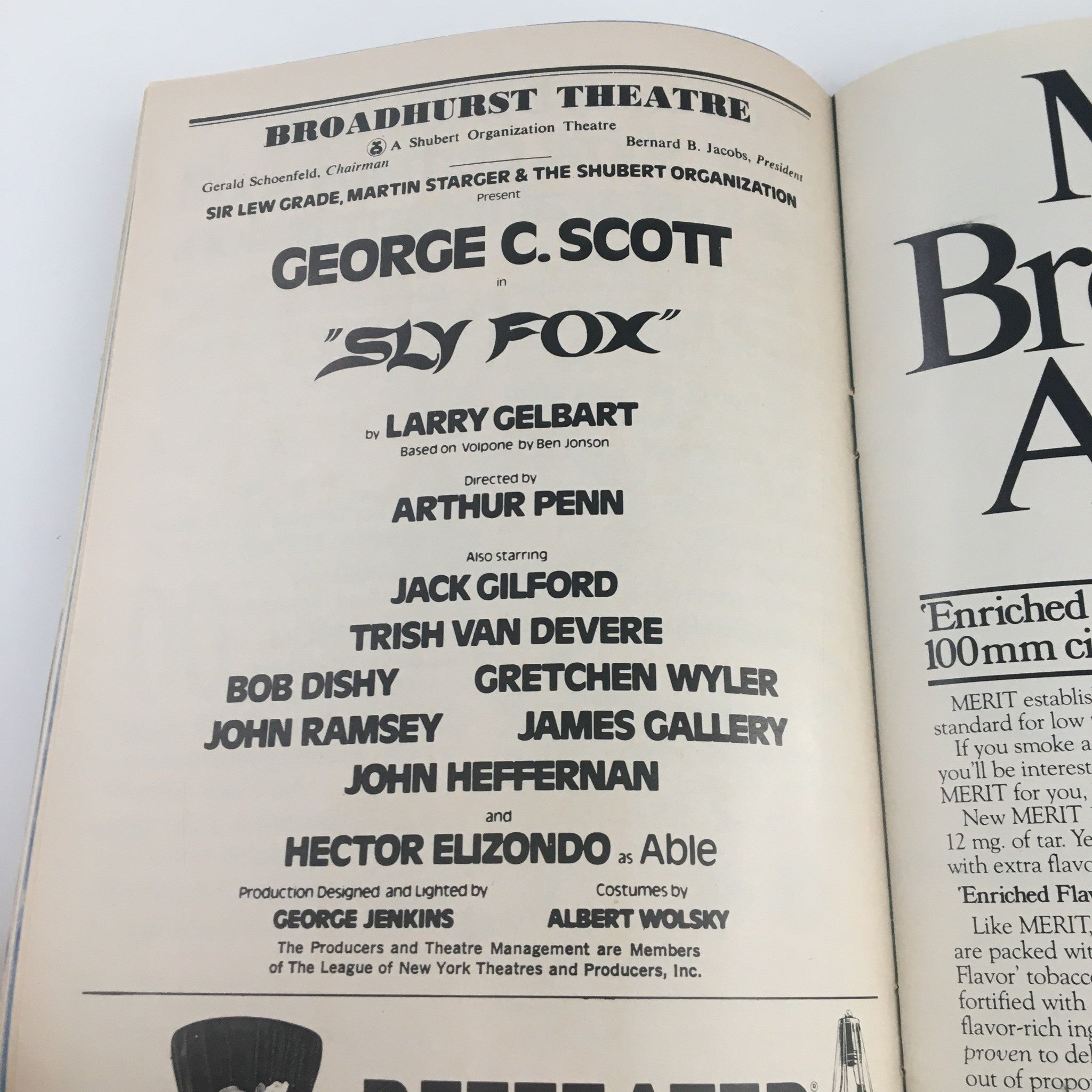 1977 Playbill Broadhurst Theatre Present George C Scott's Sly Fox by Arthur Penn