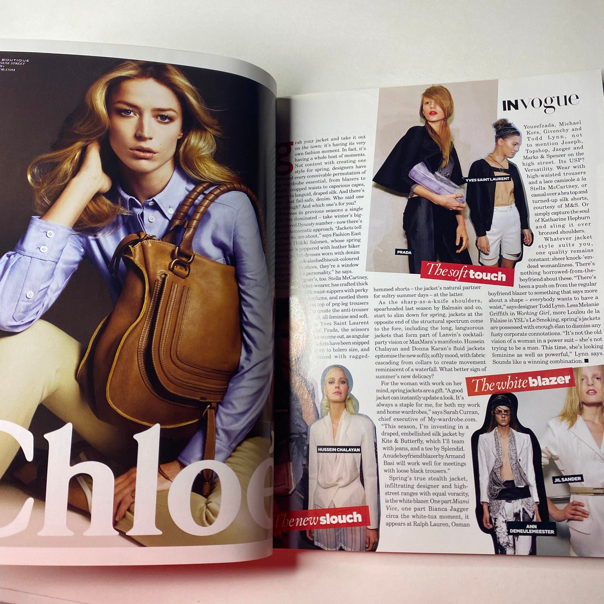 Style guide page in Vogue British Magazine April 2010 highlighting fashionable items and trends for the season.