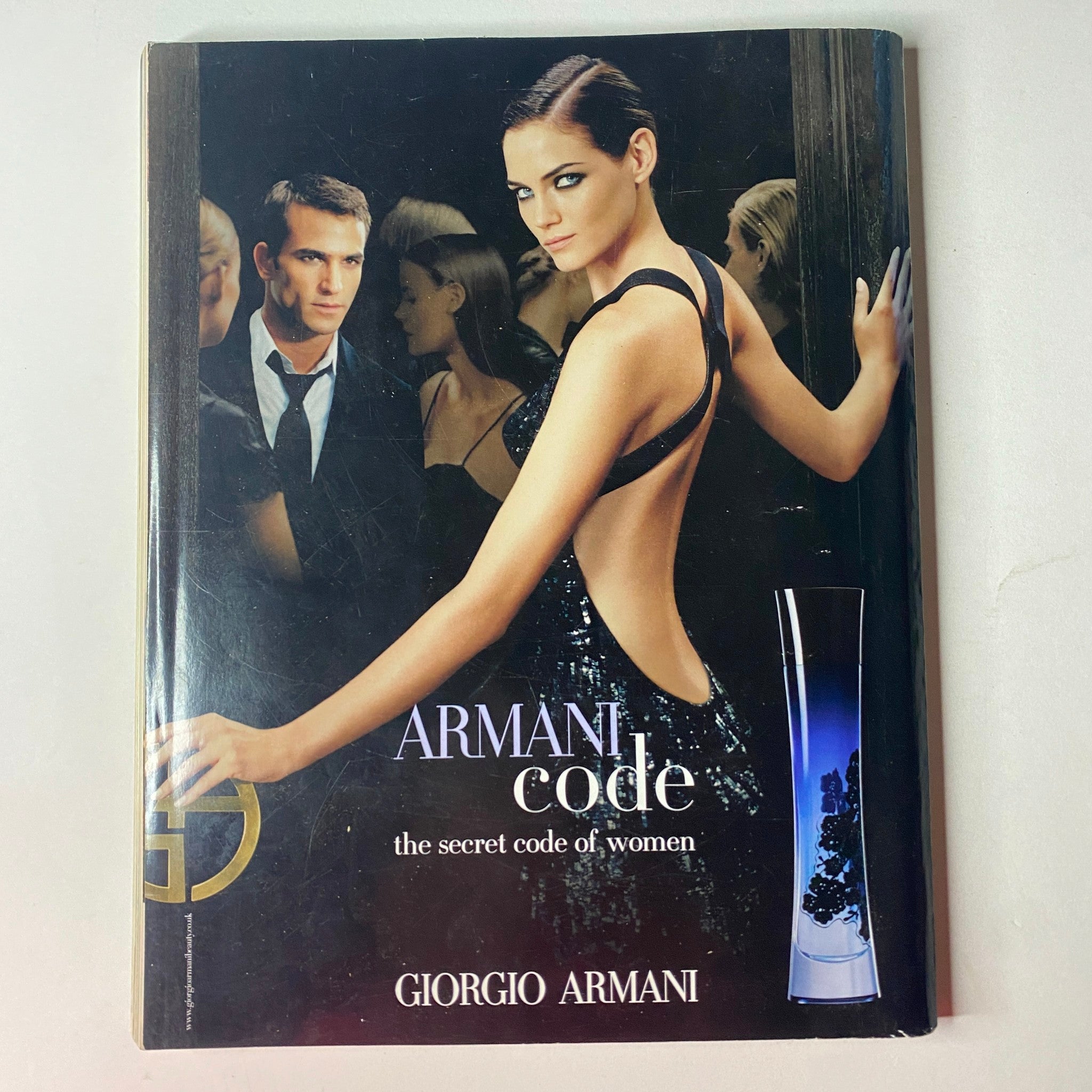 Vogue British Magazine May 2007 cover featuring Giorgio Armani Code advertisement highlighting the secret code of women with elegant imagery.