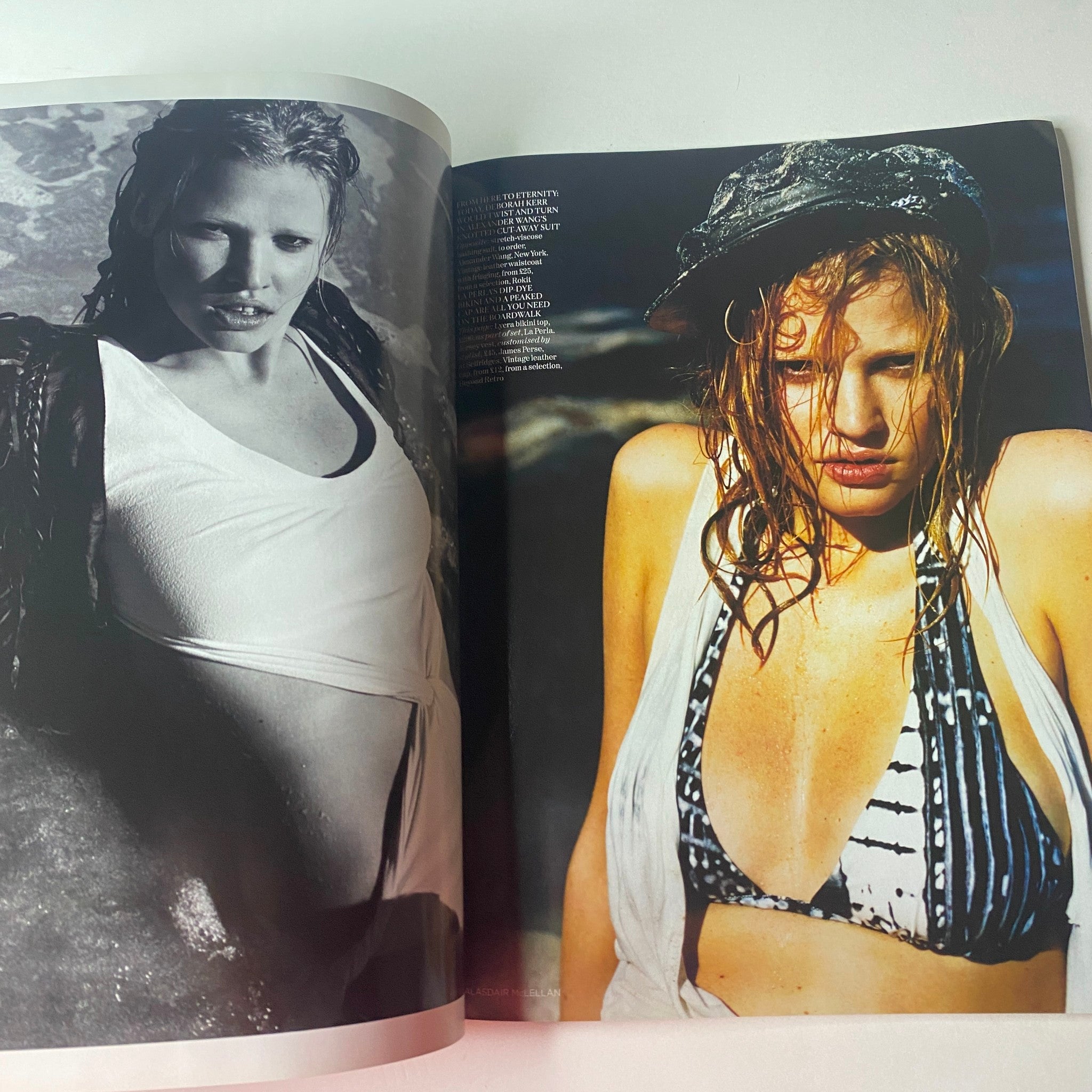 Vogue British Magazine June 2009 featuring a black and white image of a model in beachwear, capturing the essence of summer fashion and beauty.