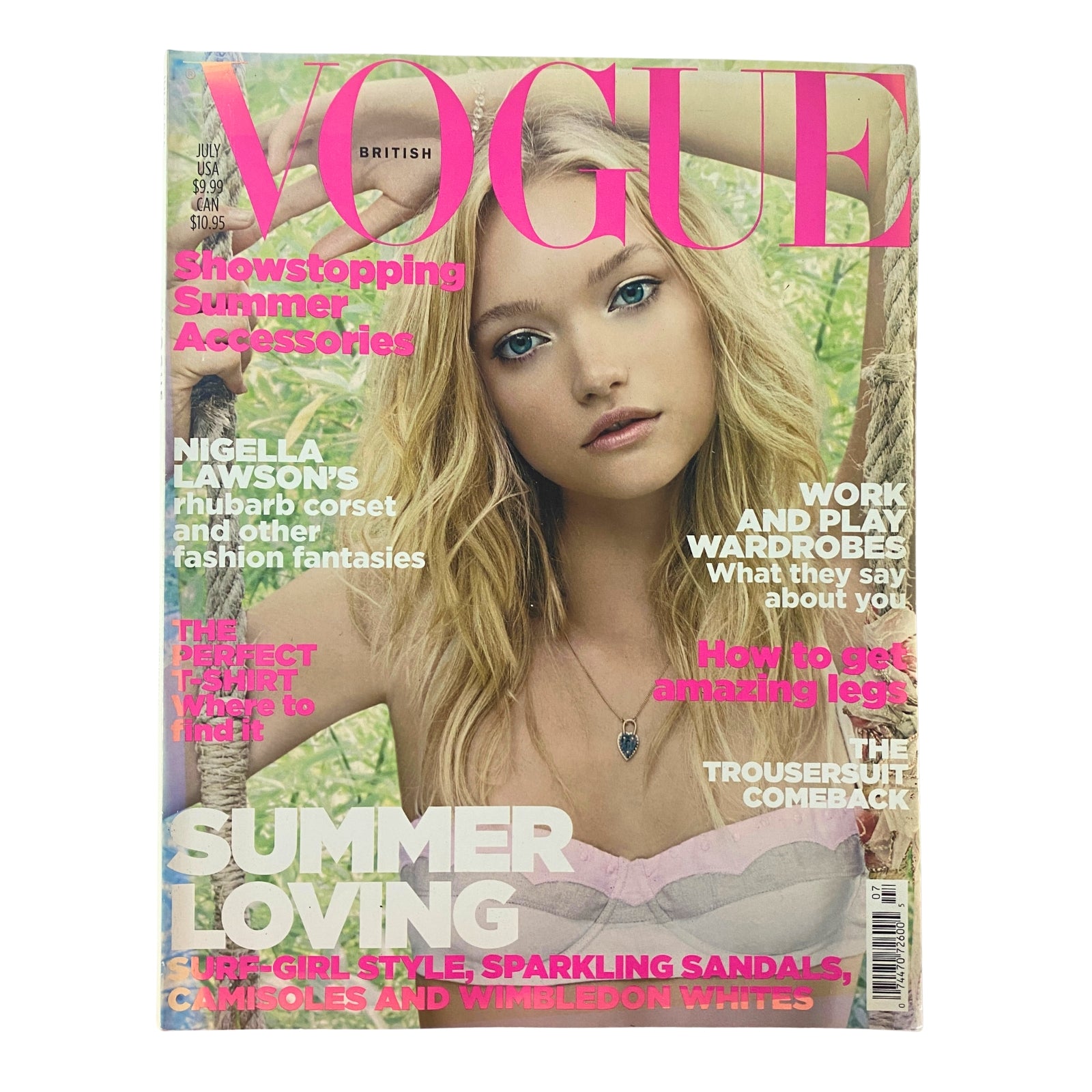 Cover of Vogue British Magazine July 2006 featuring Gemma Ward, showcasing summer-themed fashion with bold headlines on accessories, wardrobes, and styling tips.