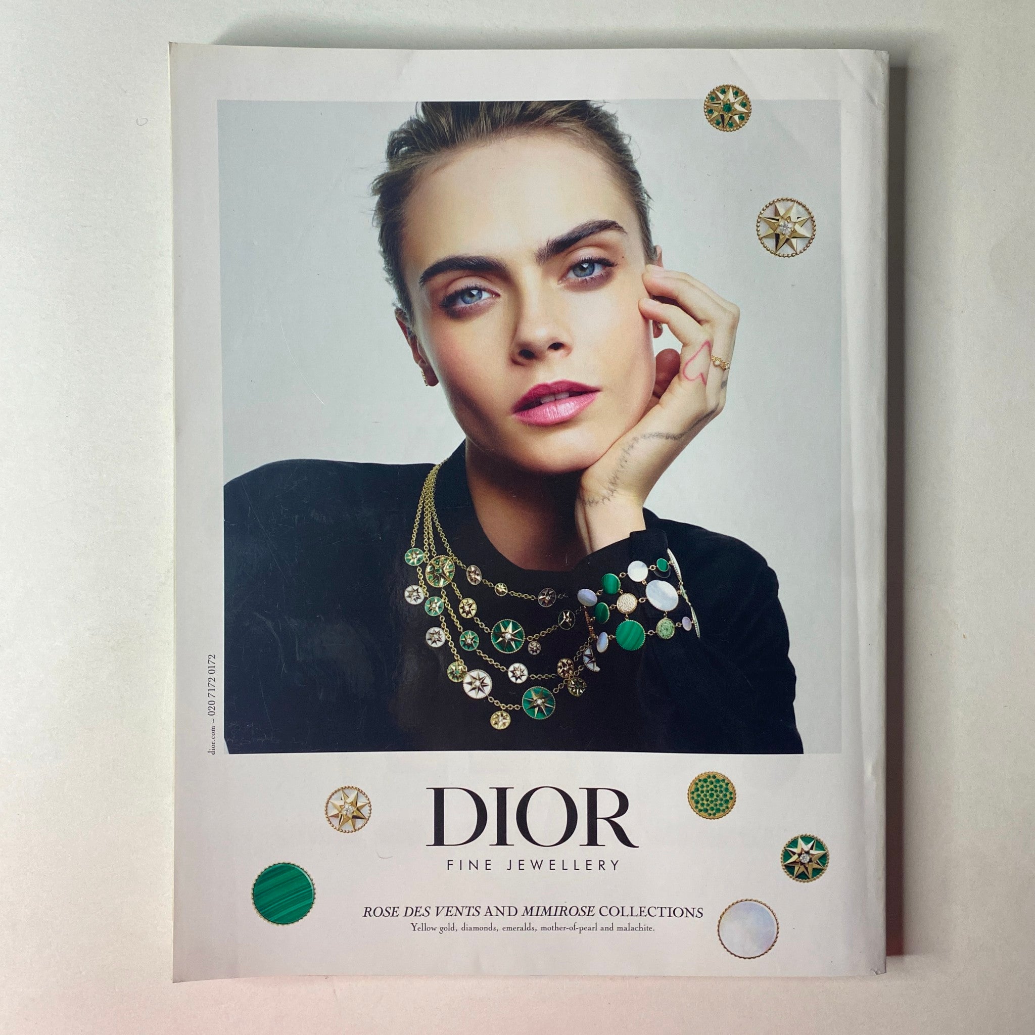 Dior Fine Jewellery cover page featuring Cara Delevingne in Vogue British Magazine September 2020, showcasing luxurious jewelry collection.