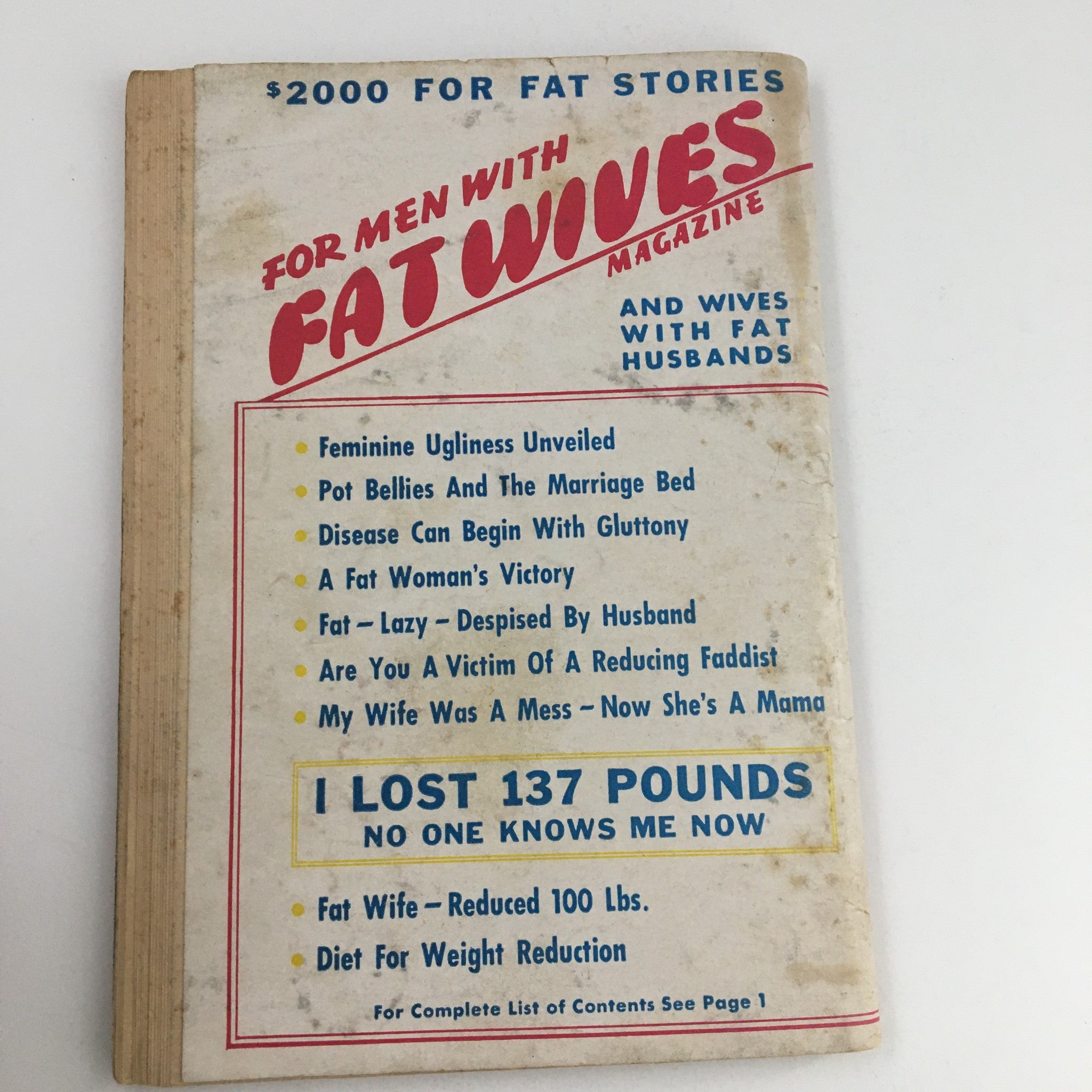 For Men With Fat Wives Magazine March 1946 World Famous Diets No Label