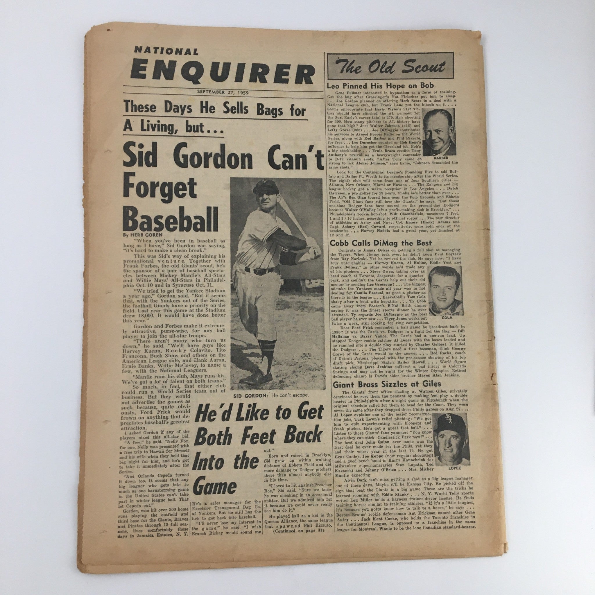 National Enquirer Newspaper September 27 1959 The Elsa Martinelli Interview