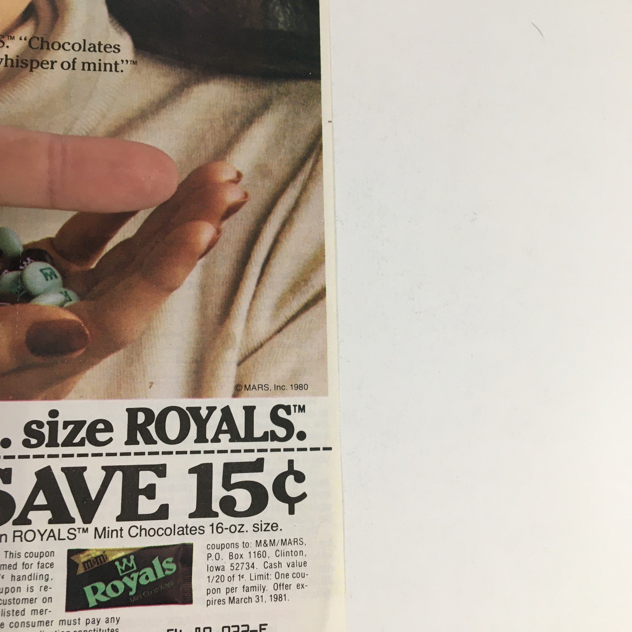 1981 M&M's Makers Royals Mint Chocolate Circular Coupon Advertisement