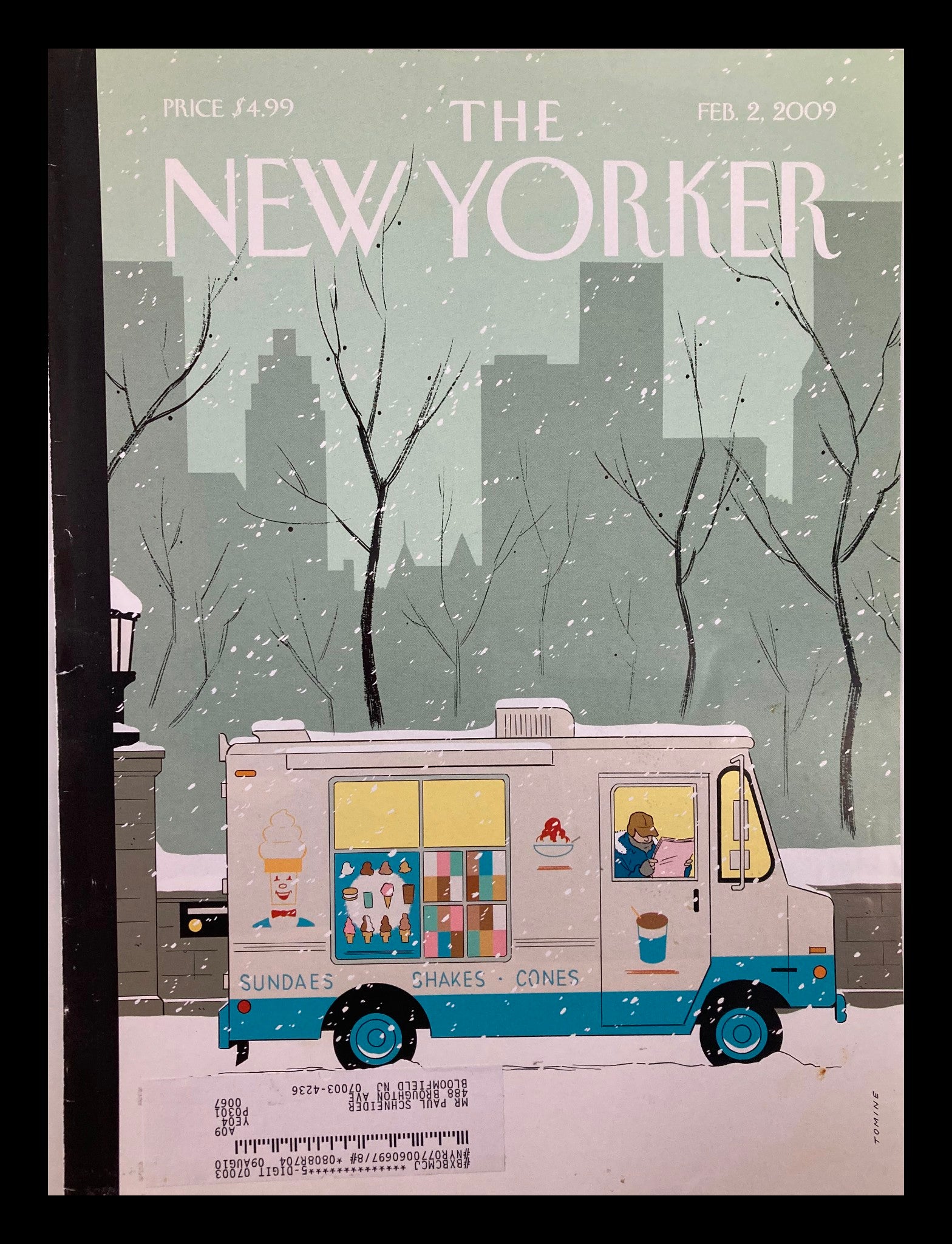 COVER ONLY The New Yorker February 2 2009 Ice Cream Truck by Adrian Tomine