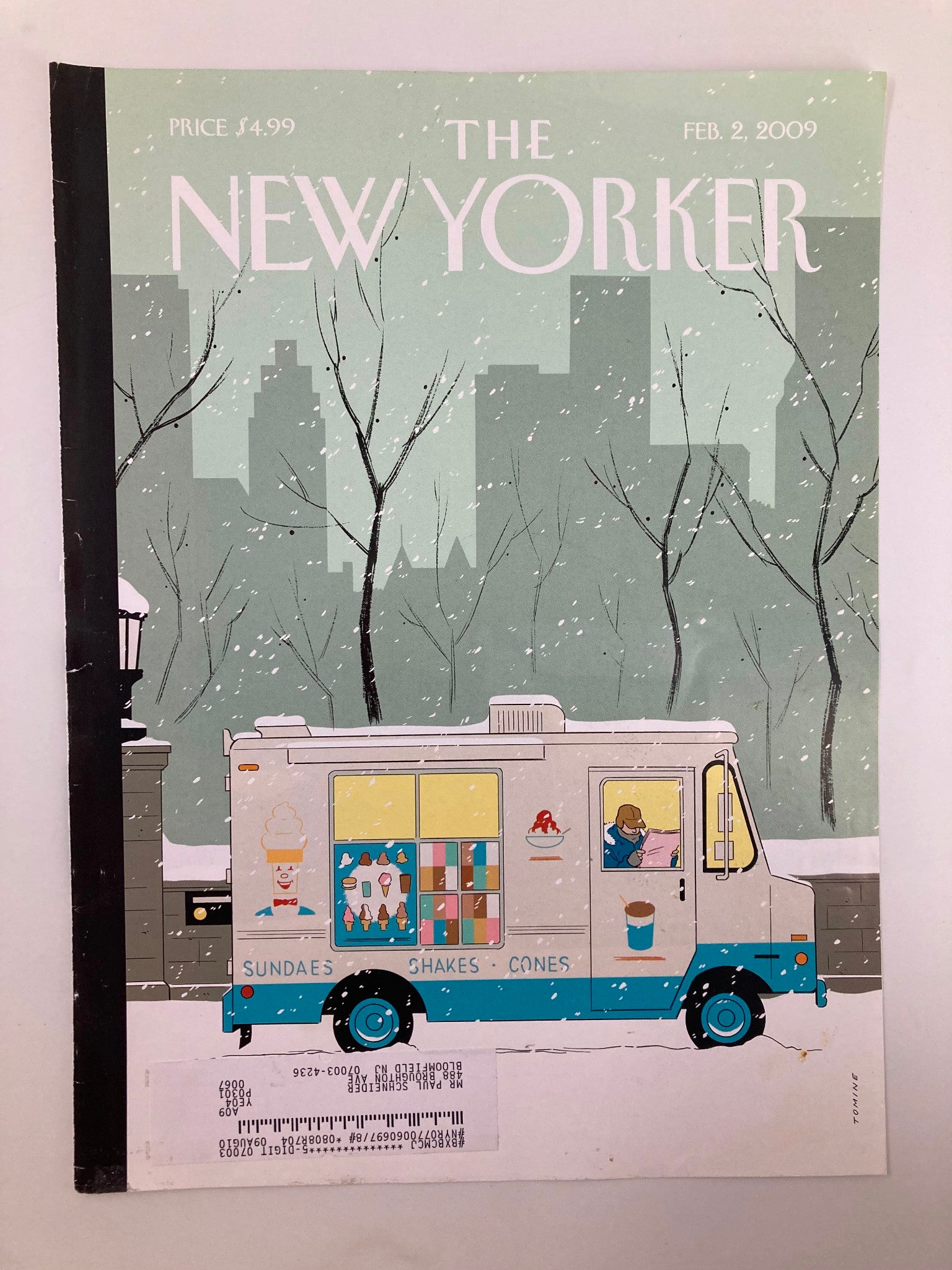 COVER ONLY The New Yorker February 2 2009 Ice Cream Truck by Adrian Tomine