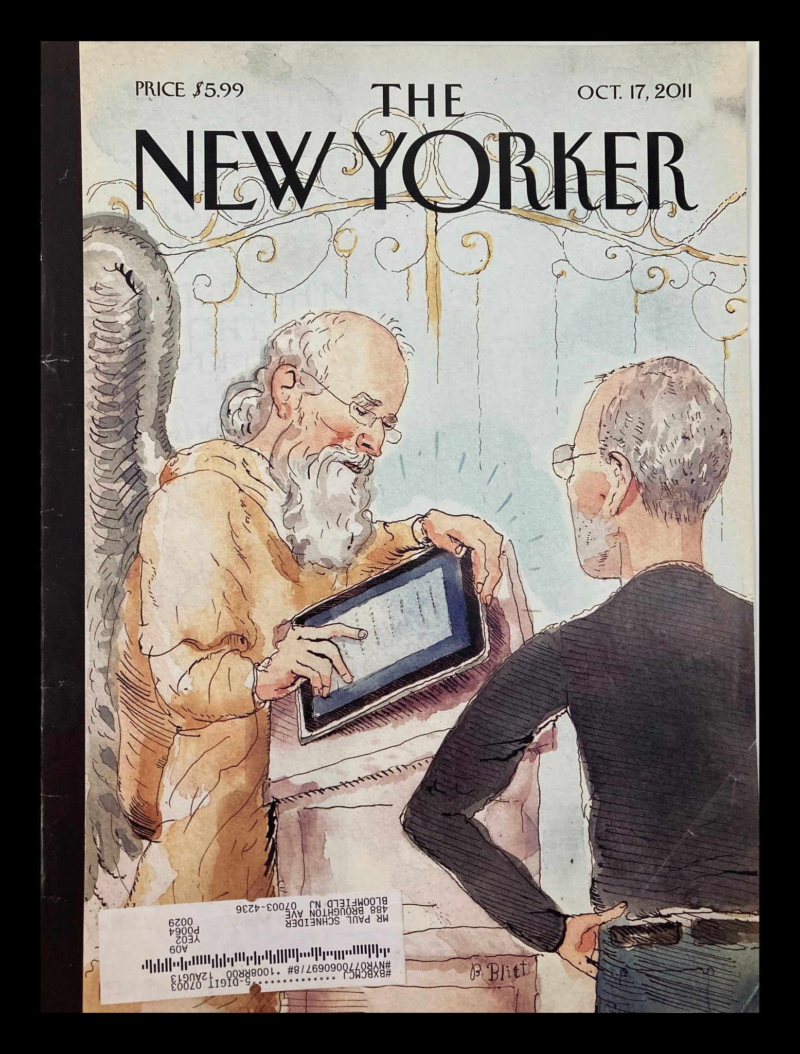 COVER ONLY The New Yorker October 17 2011 Steve Jobs Hendrik Hertzberg by Blitt