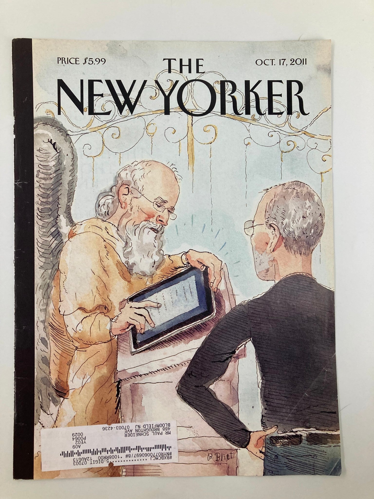 COVER ONLY The New Yorker October 17 2011 Steve Jobs Hendrik Hertzberg by Blitt