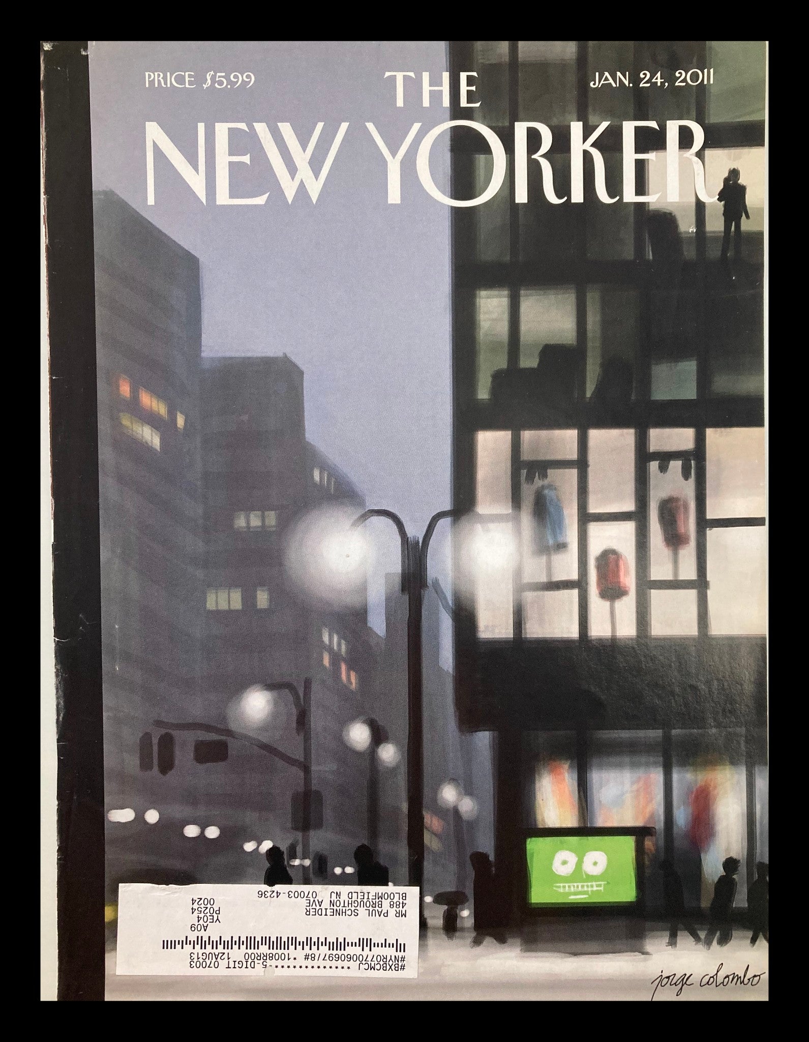 COVER ONLY The New Yorker January 24 2011 5th Avenue & 42nd Street by J. Colombo