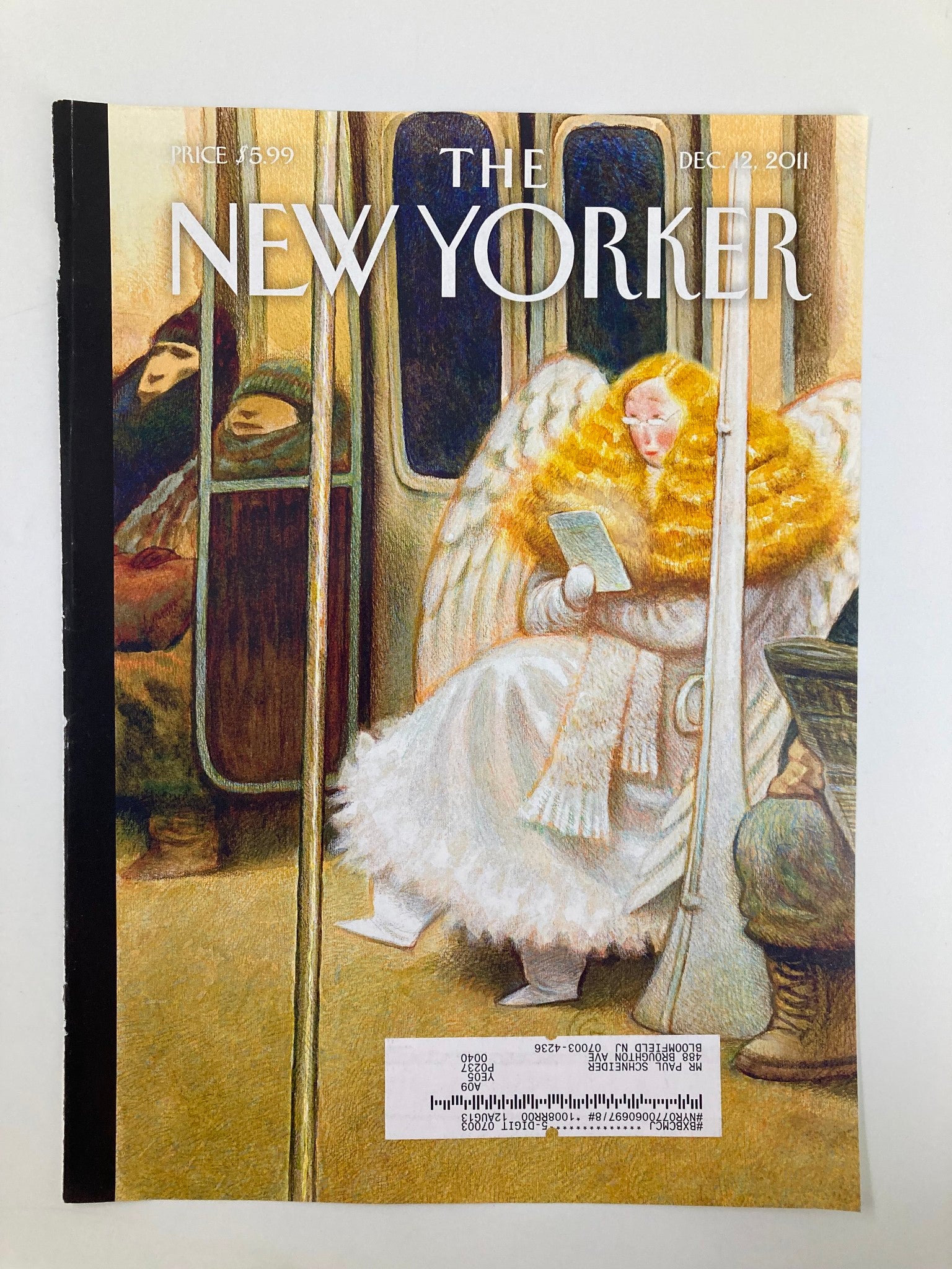 COVER ONLY The New Yorker December 12 2011 Subway Angel by Carter Goodrich