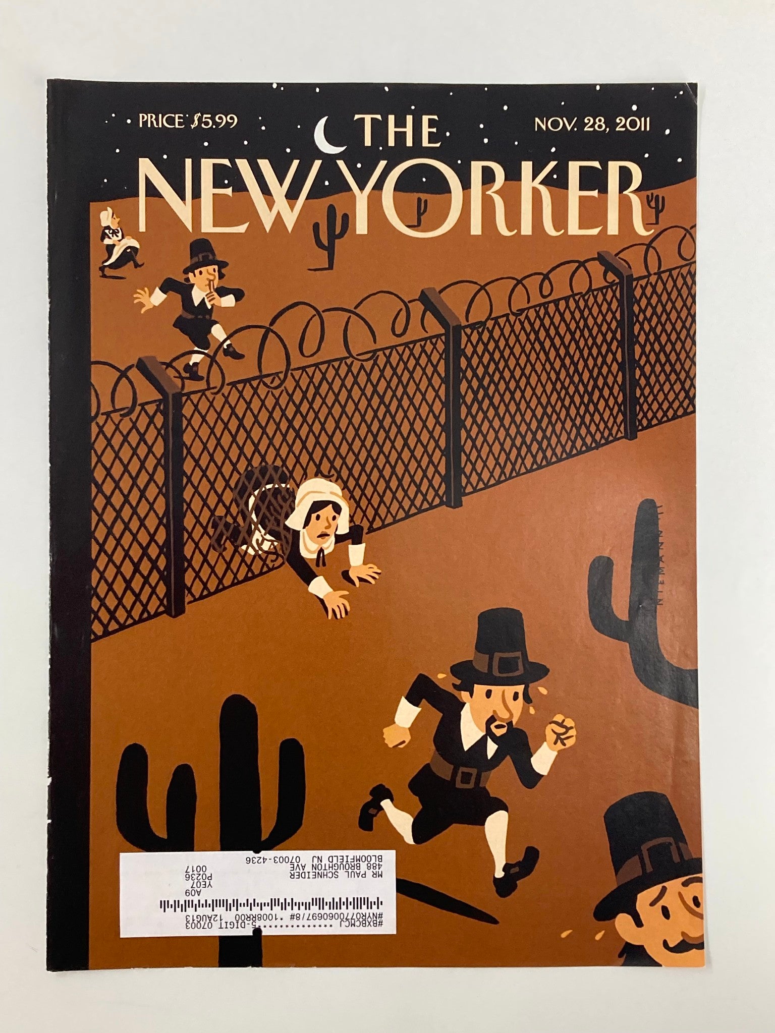 COVER ONLY The New Yorker November 28 2011 Promise Land by Christoph Niemann