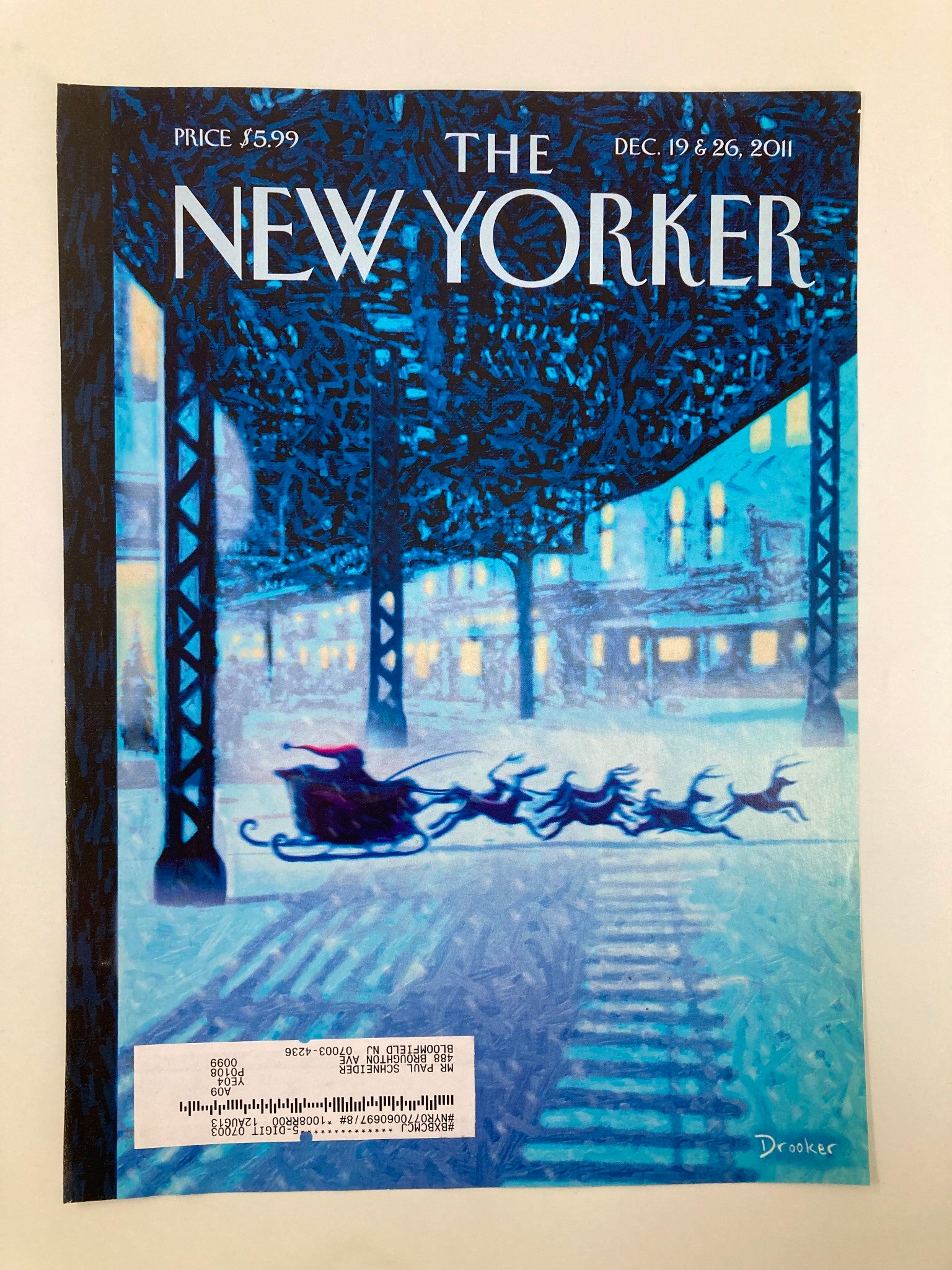 COVER ONLY The New Yorker December 19 & 26 2011 Santa Reindeer by Eric Drooker