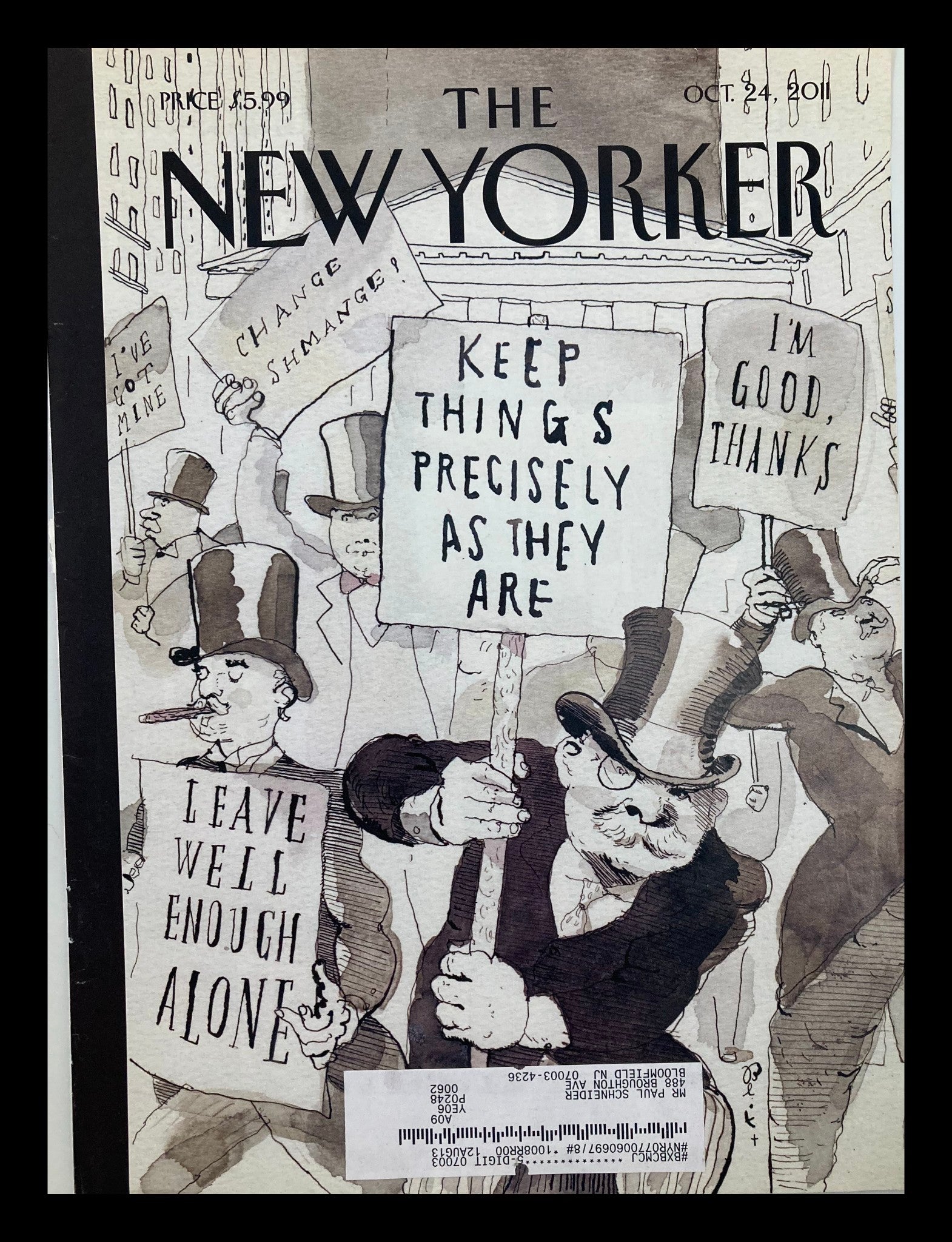 COVER ONLY The New Yorker October 24 2011 Fighting Back by Barry Blitt