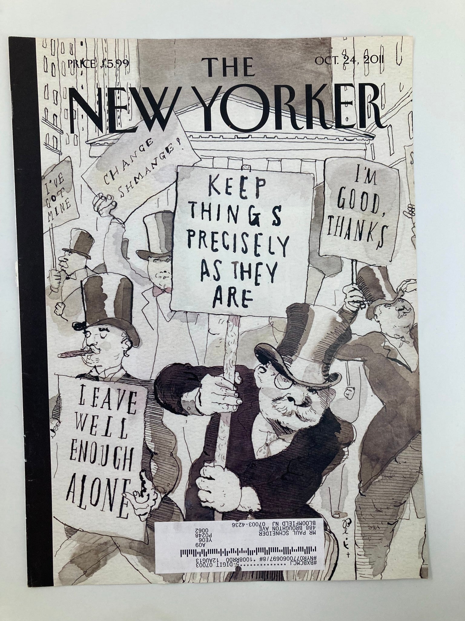 COVER ONLY The New Yorker October 24 2011 Fighting Back by Barry Blitt