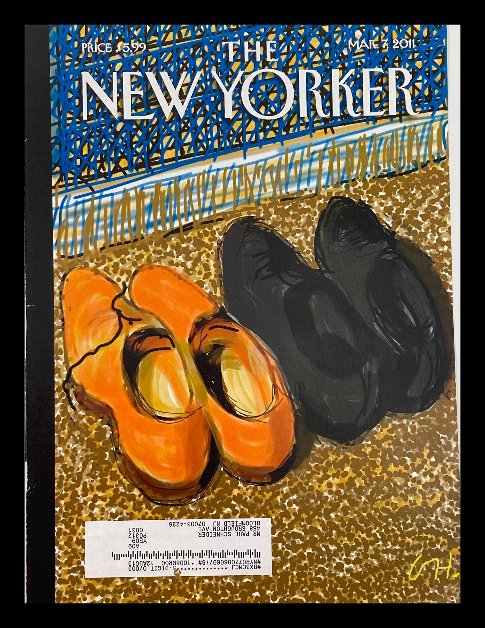 COVER ONLY The New Yorker March 7 2011 Theme Cover Shoes by David Hockney