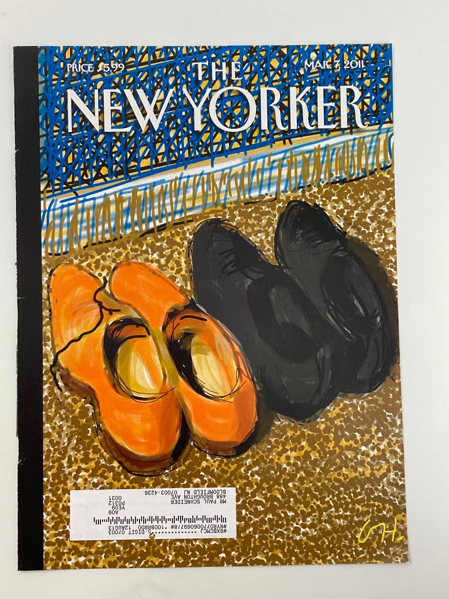 COVER ONLY The New Yorker March 7 2011 Theme Cover Shoes by David Hockney