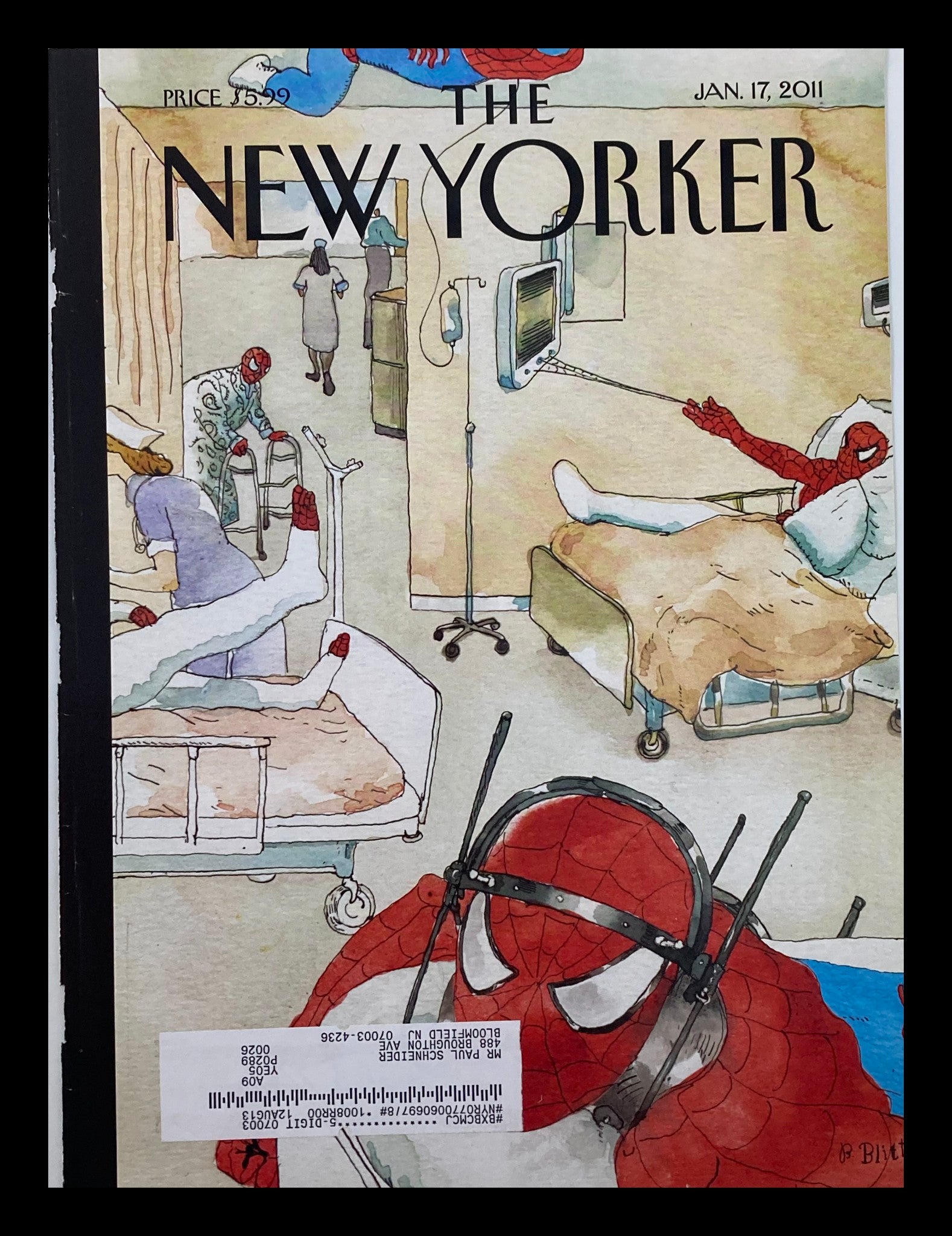 COVER ONLY The New Yorker January 17 2011 Theme Cover Spiderward by Barry Blitt