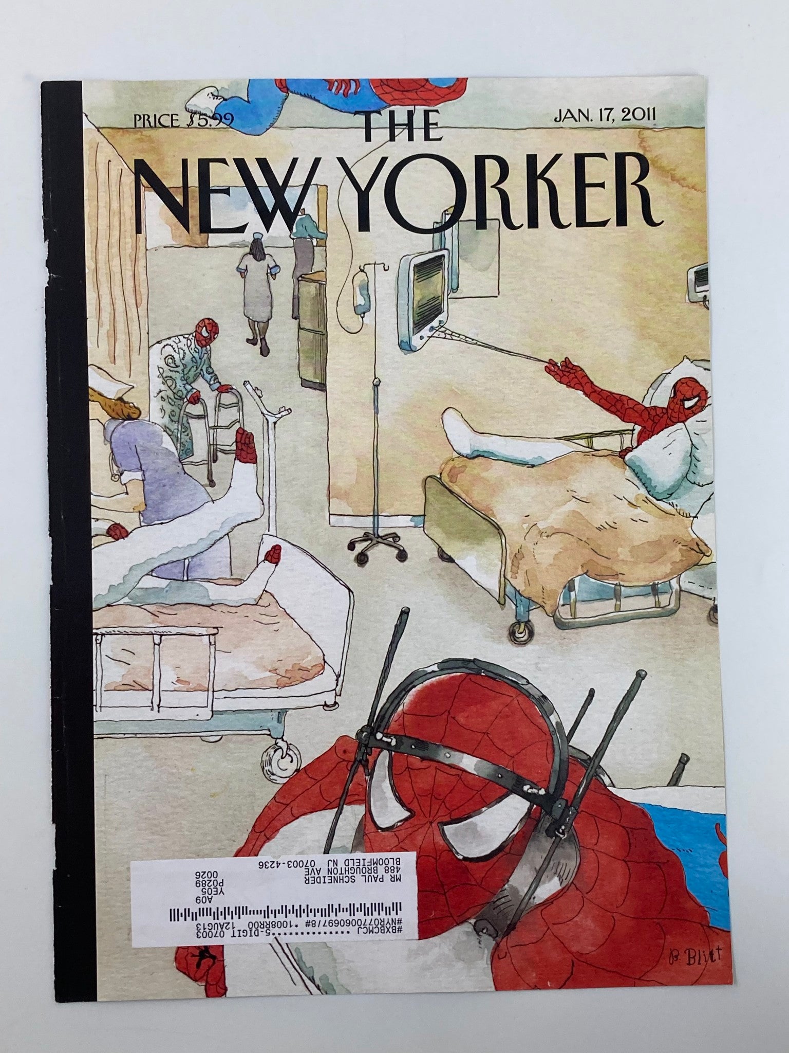 COVER ONLY The New Yorker January 17 2011 Theme Cover Spiderward by Barry Blitt