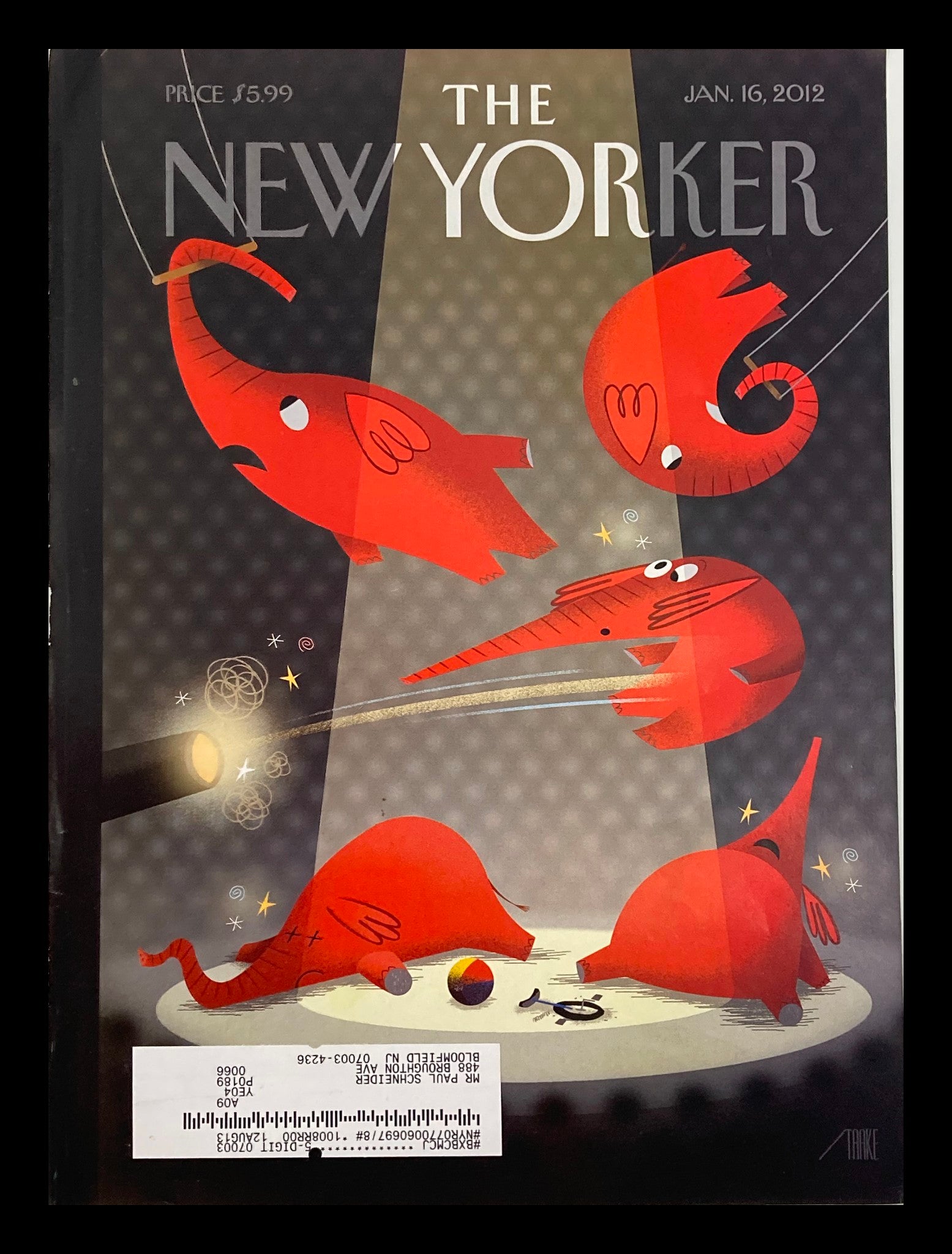 COVER ONLY The New Yorker January 16 2012 Political Circus by Bob Staake