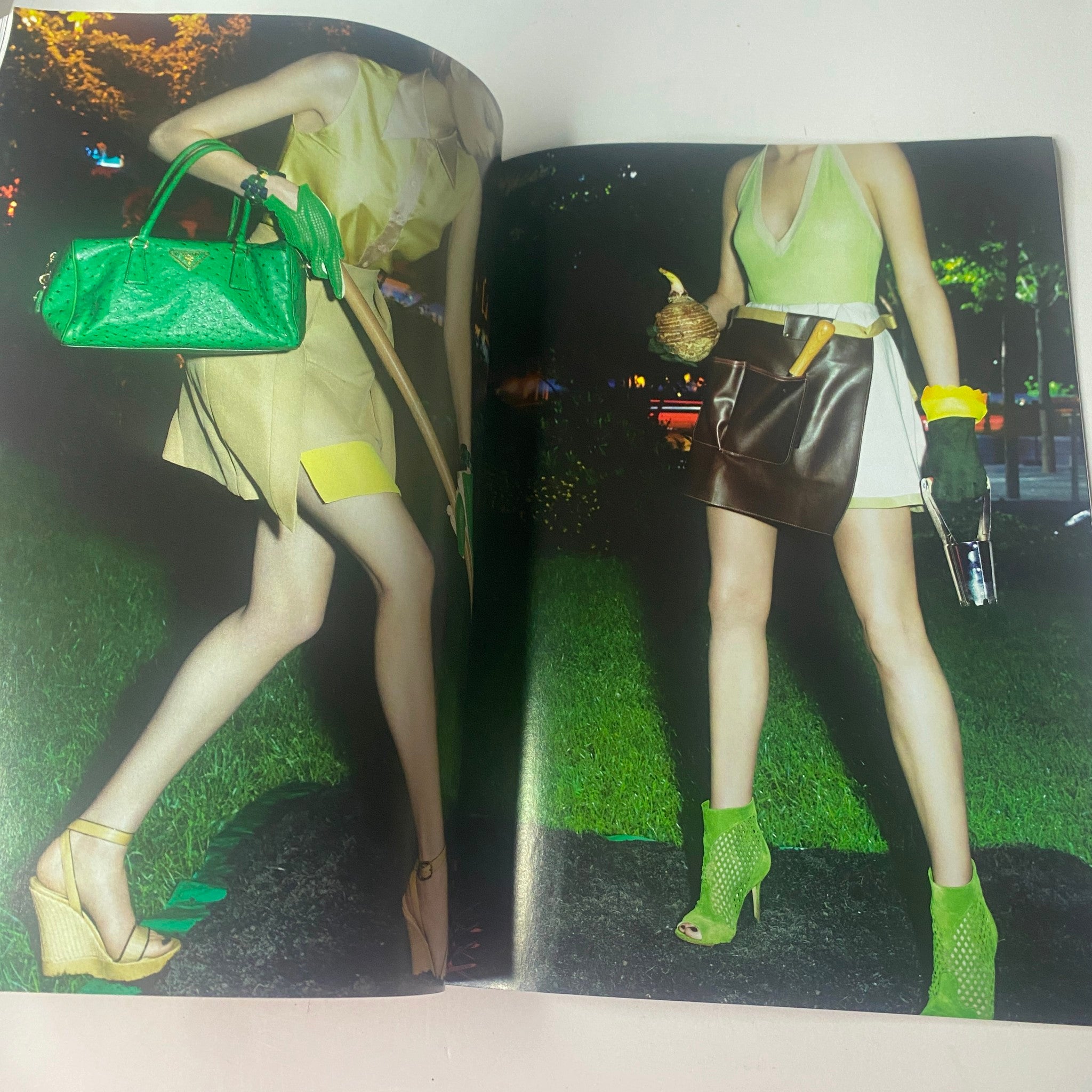 Vogue Australia Magazine January 2010 Catherine McNeil Cover, displaying a vibrant fashion shoot with models dressed in bold green attire, exuding contemporary style and creativity from the magazine.