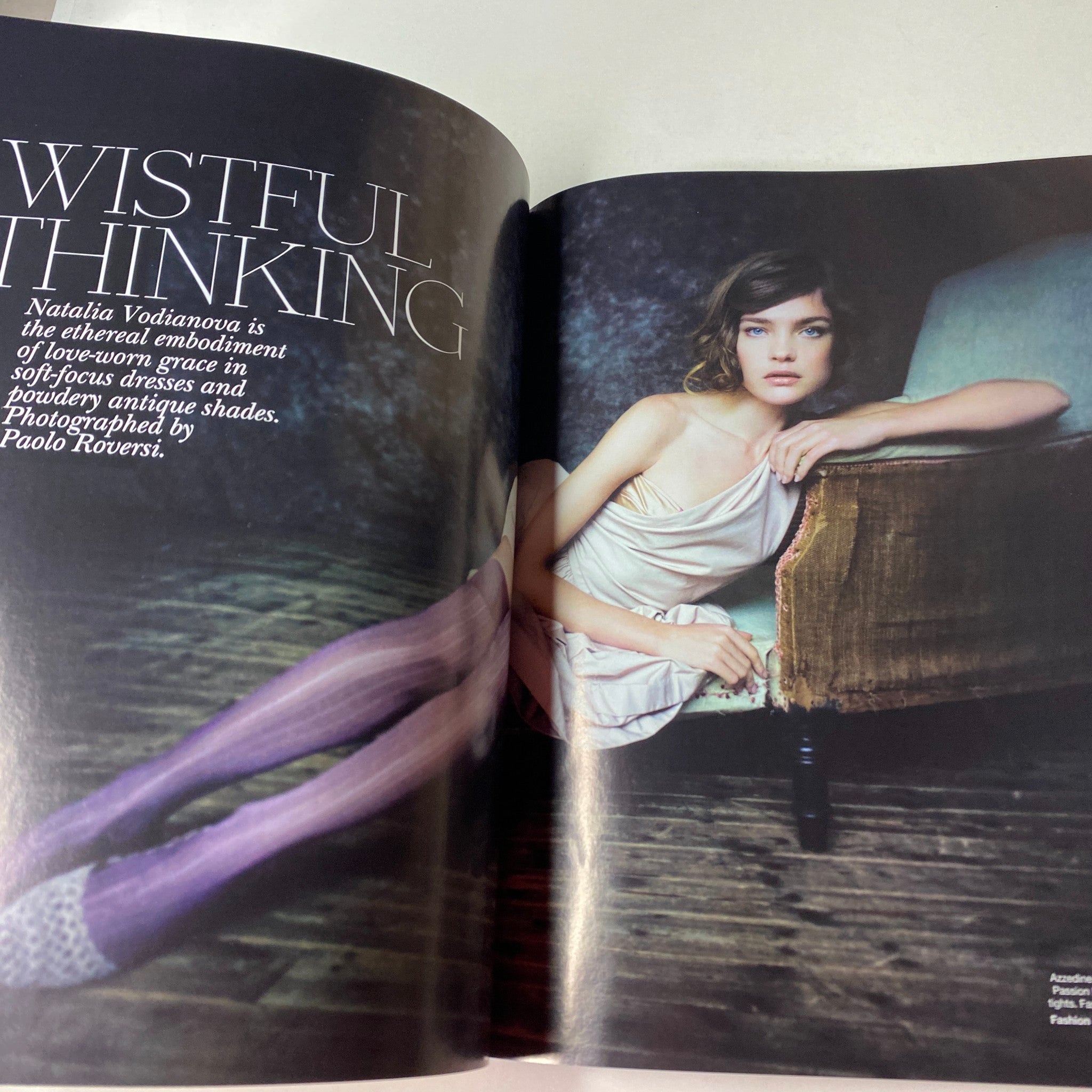 Page from 'Vogue Australia Magazine June 2010' spotlighting Natalia Vodianova in a delicate outfit, embodying grace and elegance. The theme is titled 'Wistful Thinking'.