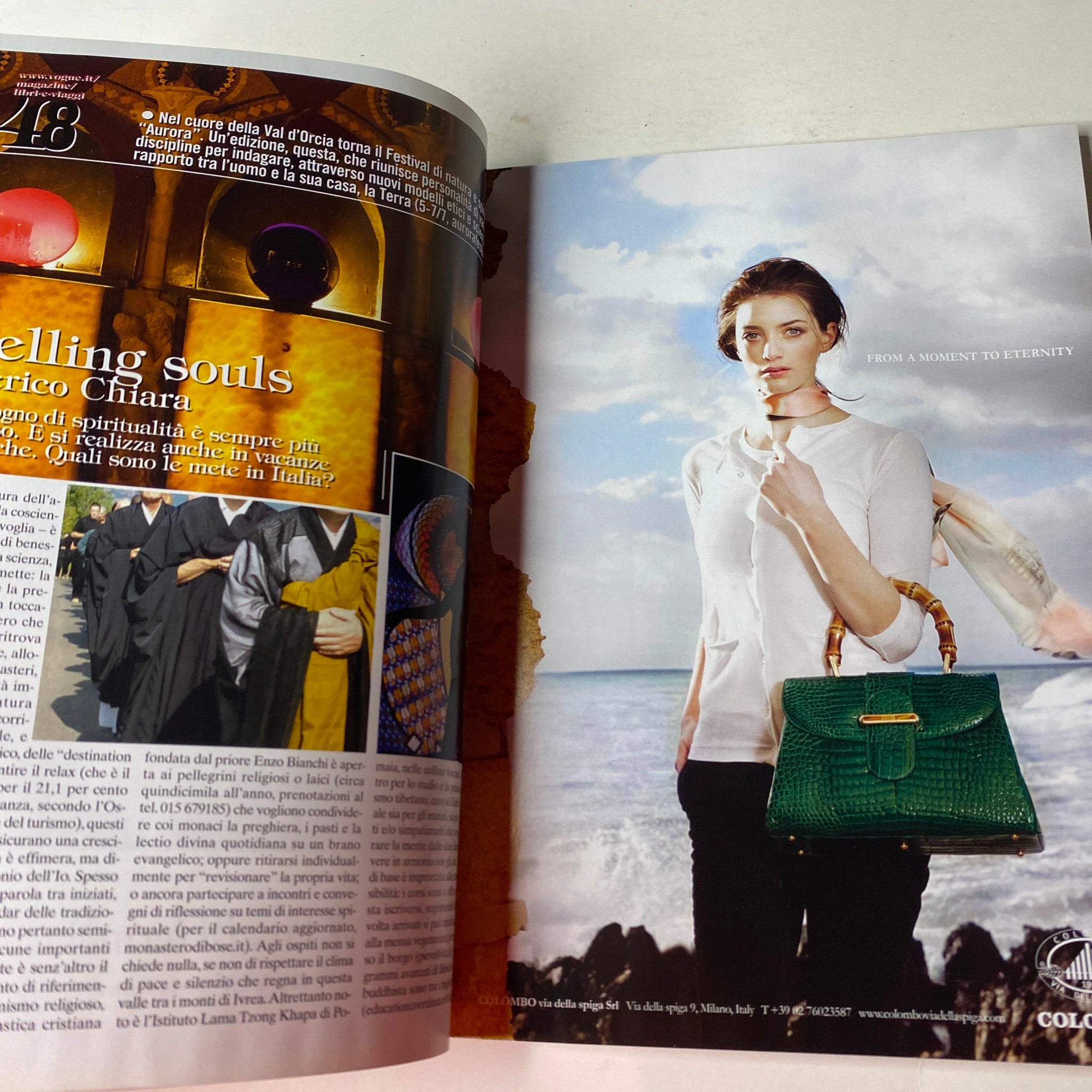 Fashion feature from Vogue Italia Magazine June 2013 No. 754, displaying a model in elegant attire with a handbag, highlighting luxury fashion.