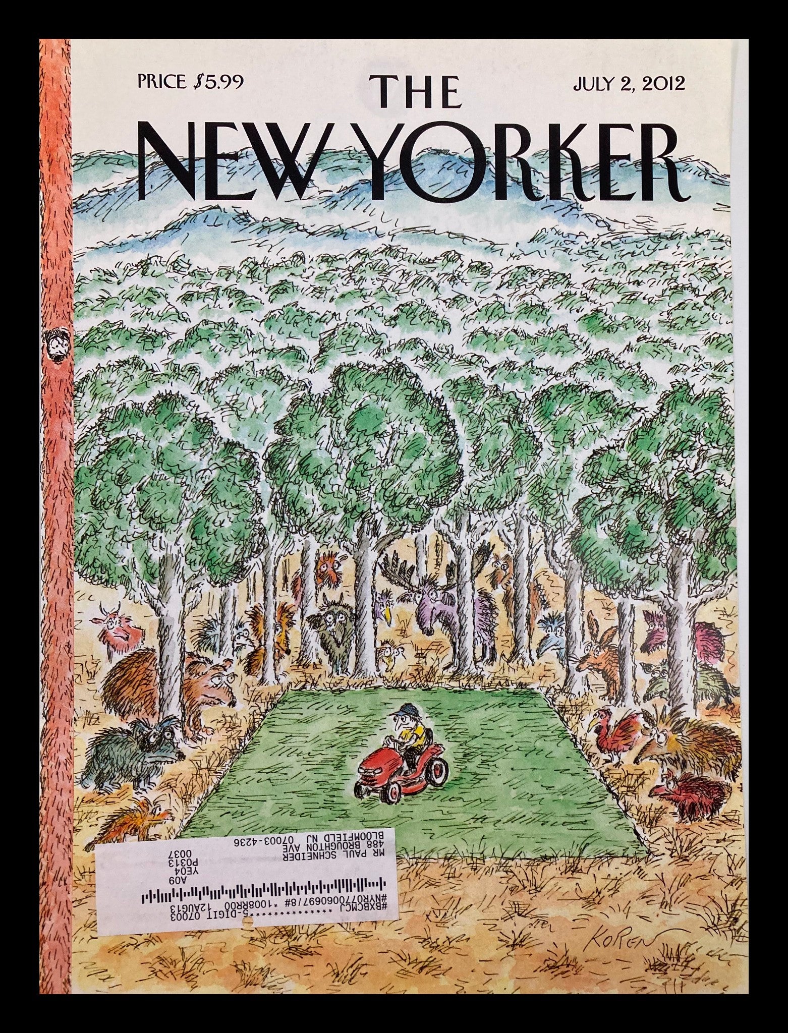 COVER ONLY The New Yorker July 2 2012 Theme Cover Summer Chore by Edward Koren